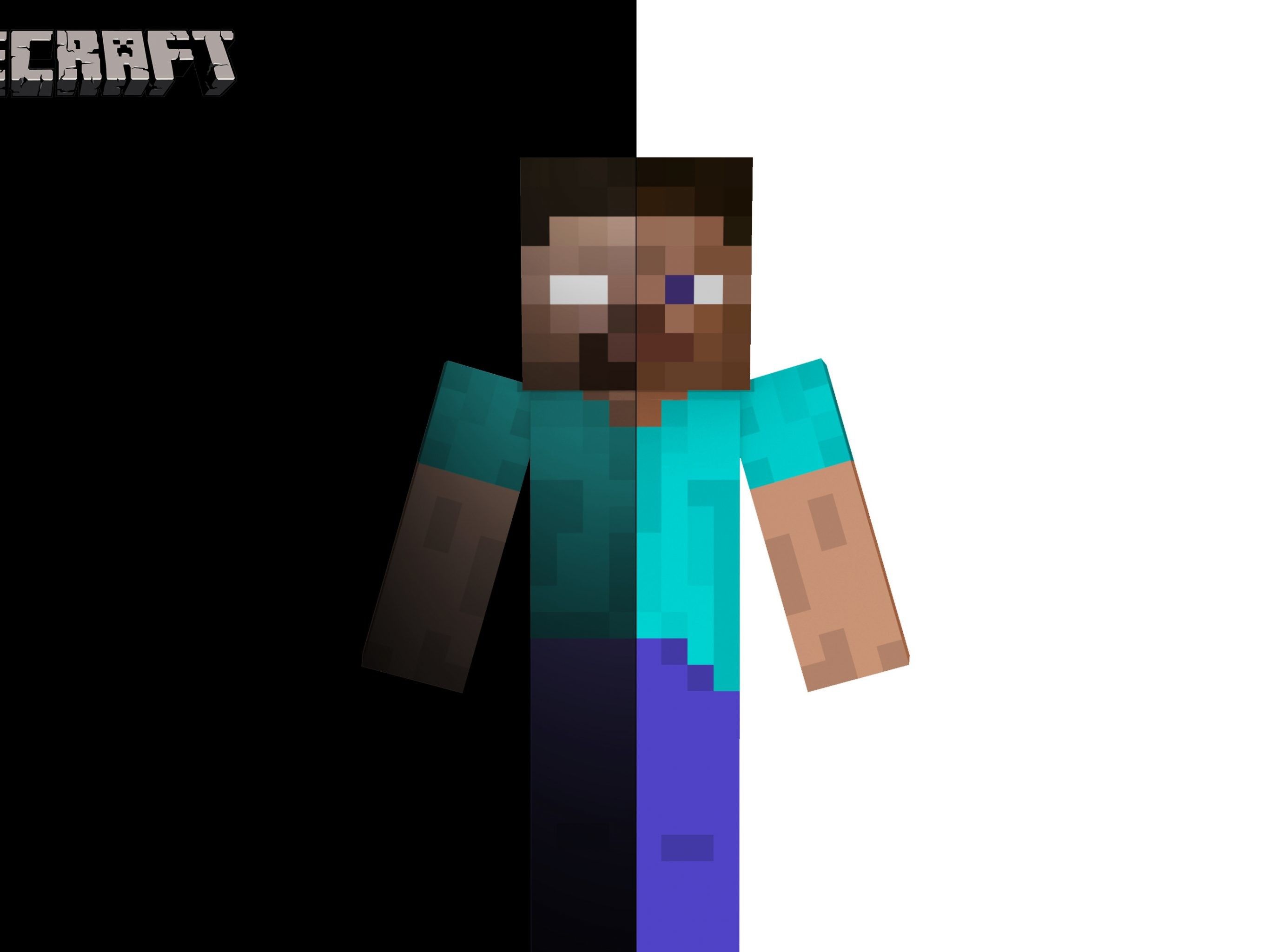 Herobrine Minecraft sfondo diviso, 2732x2048 2K+, Laptop