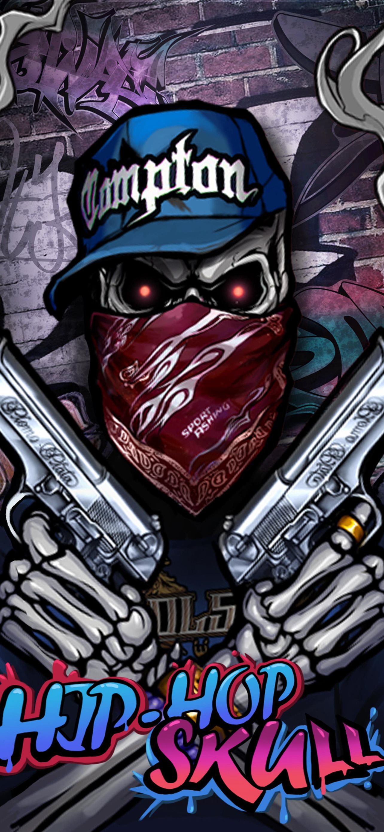 teschio Compton bandana pistole, 1284x2778 Full HD Verticale, iPhone Pro Max