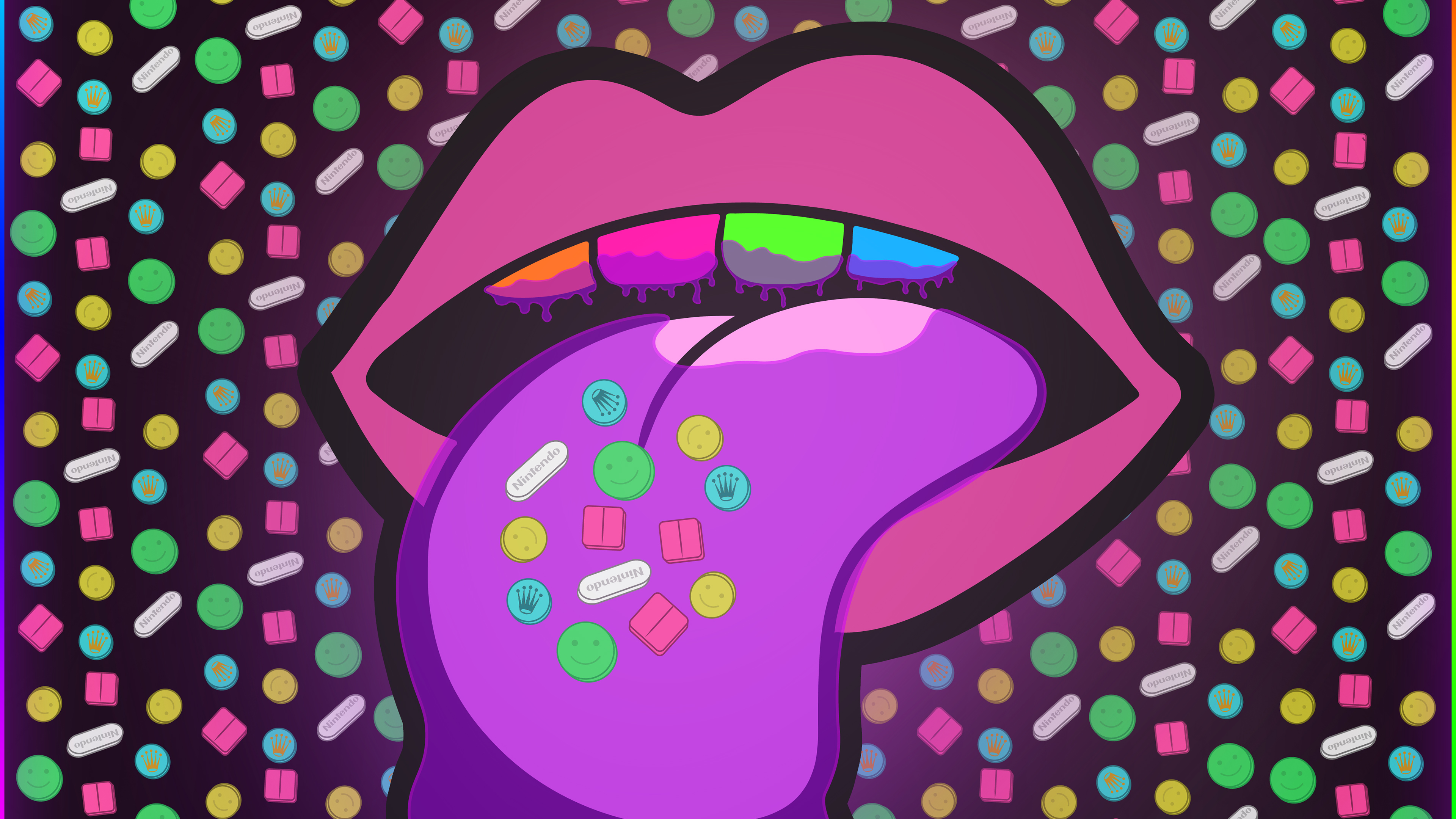 bocca lingua colorata pop, 3840x2160 Ultra HD, 4K TV