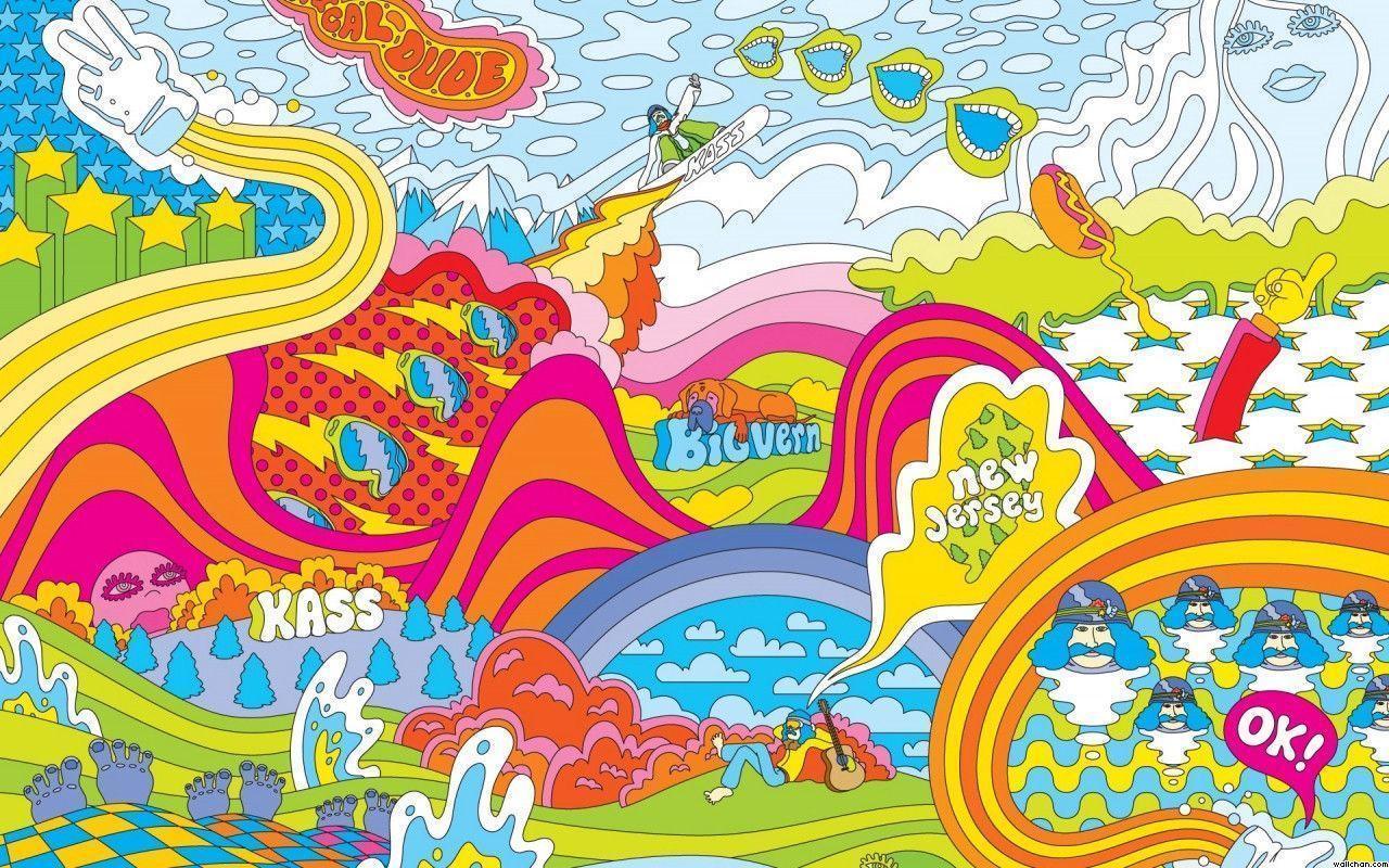 Paesaggio psichedelico colorato hippie, 1280x800 720p, Laptop