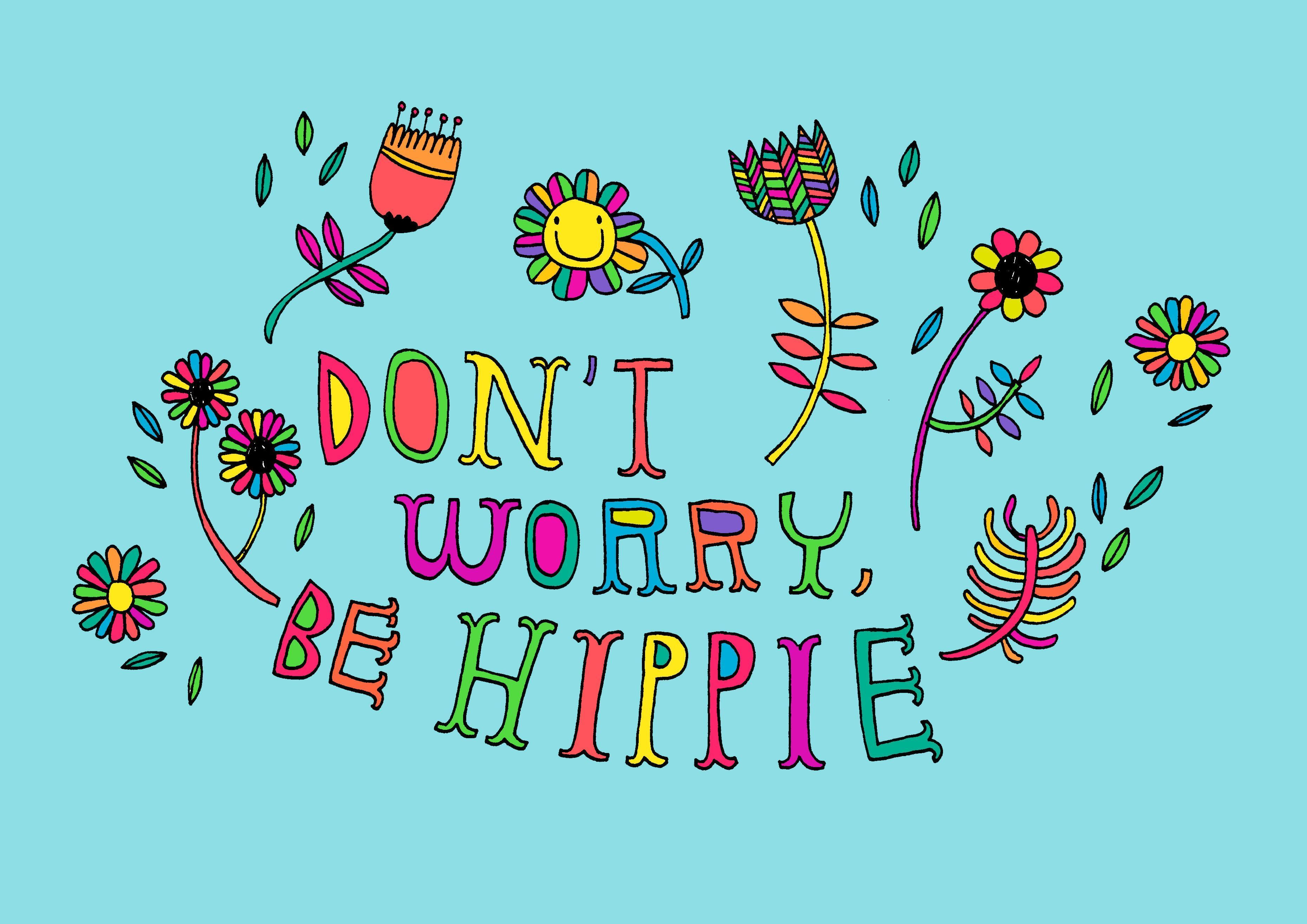 Fiori colorati con scritta hippie, 3720x2631 WQXGA, Desktop