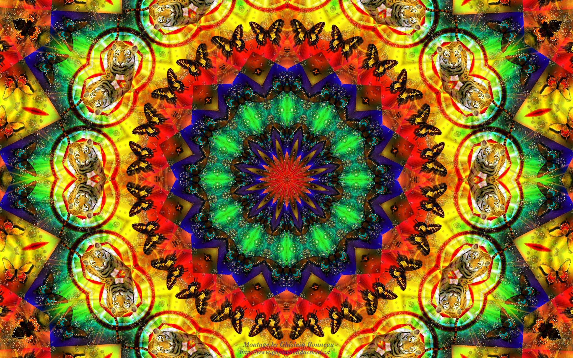 Mandala psichedelico colorato, 2400x1500 alta risoluzione, Desktop