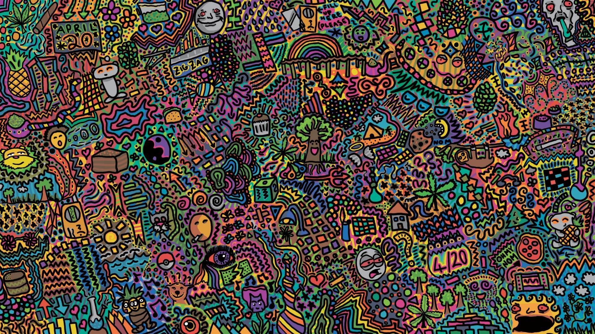 Doodle psichedelico colorato astratto, 1920x1080 Full HD 1080p, PC Desktop