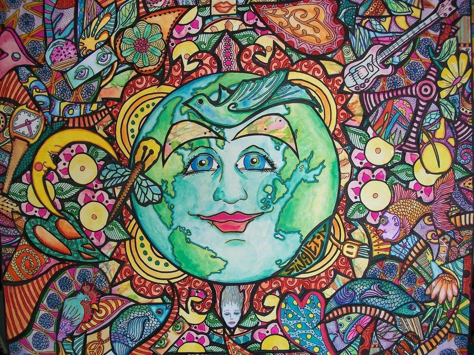 Terra sorridente psichedelica colorata, 1600x1200 HD, Desktop
