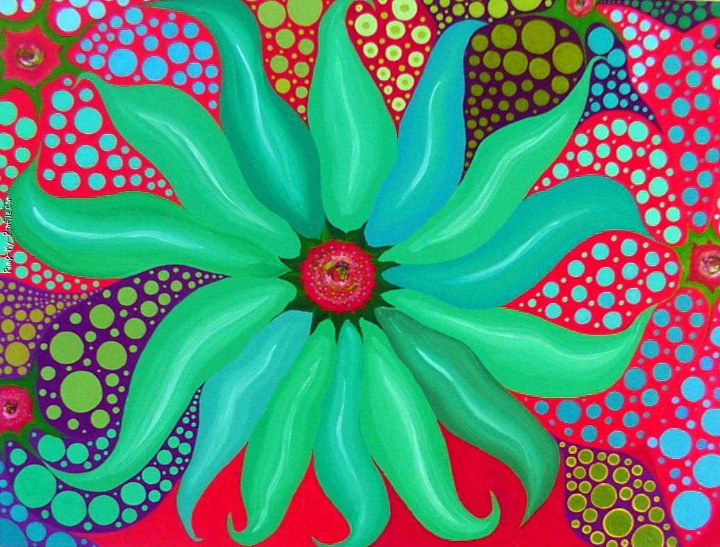 Fiore verde con pois colorati, 1036x788 HD, PC