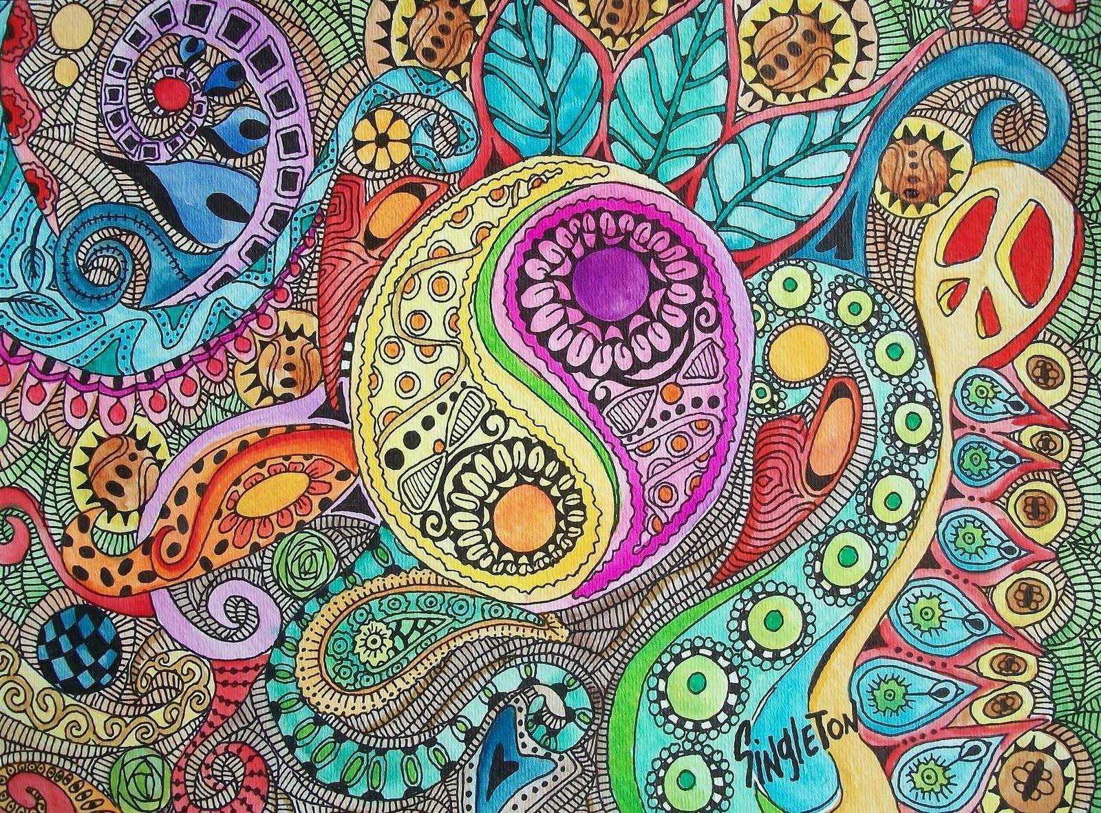 Yin yang paisley colorato hippie, 1600x1182 900p, Desktop