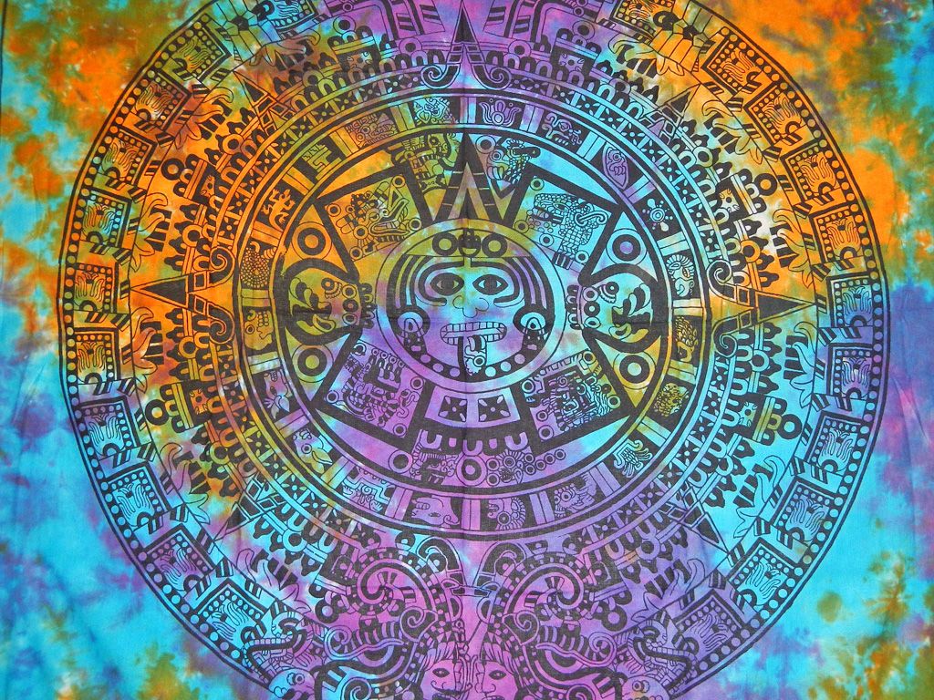 Calendario azteco tie-dye colorato, 1024x768 HD, Desktop