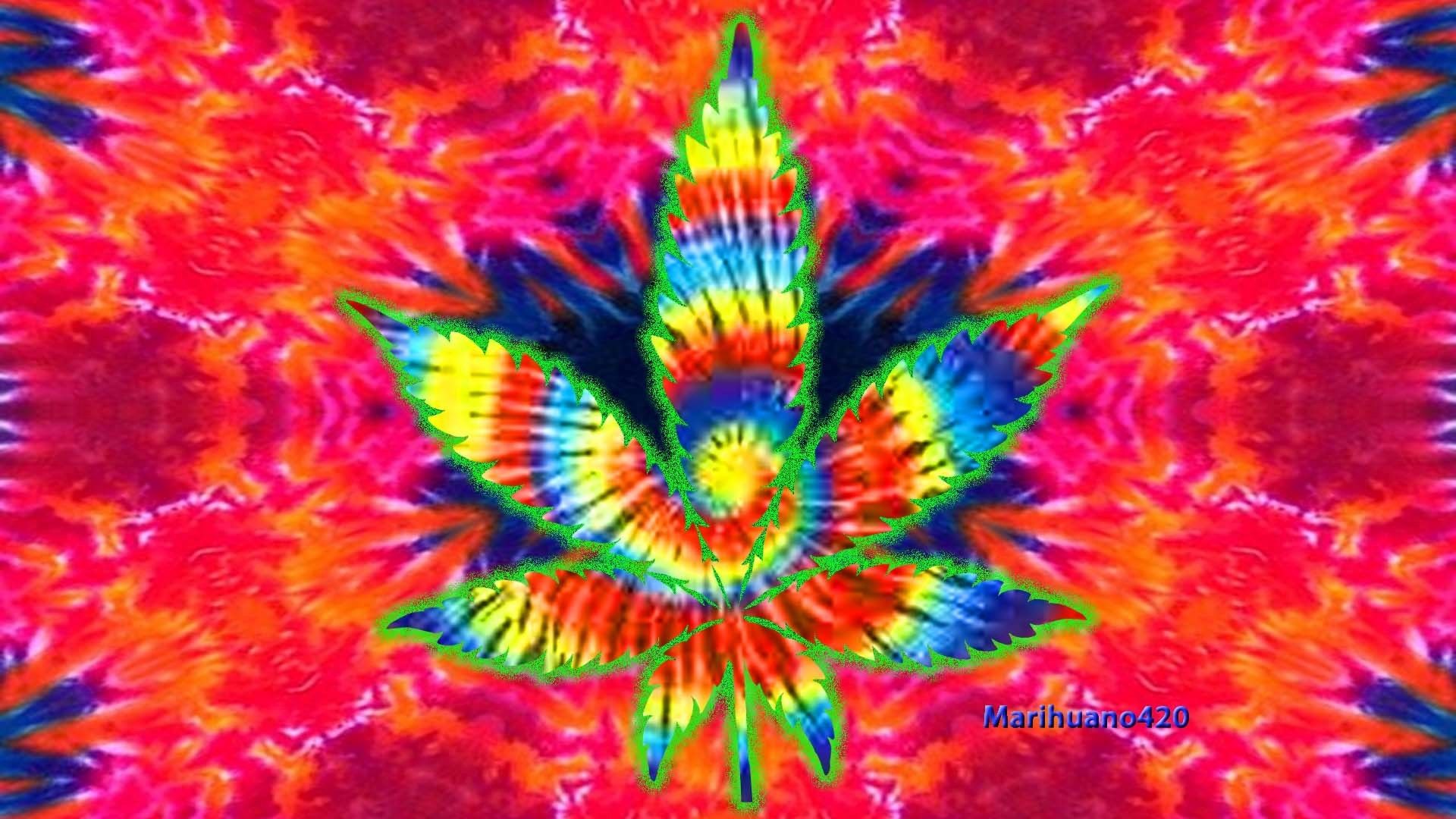 foglia cannabis tie-dye colorata, 1920x1080 Full HD 1080p, Desktop
