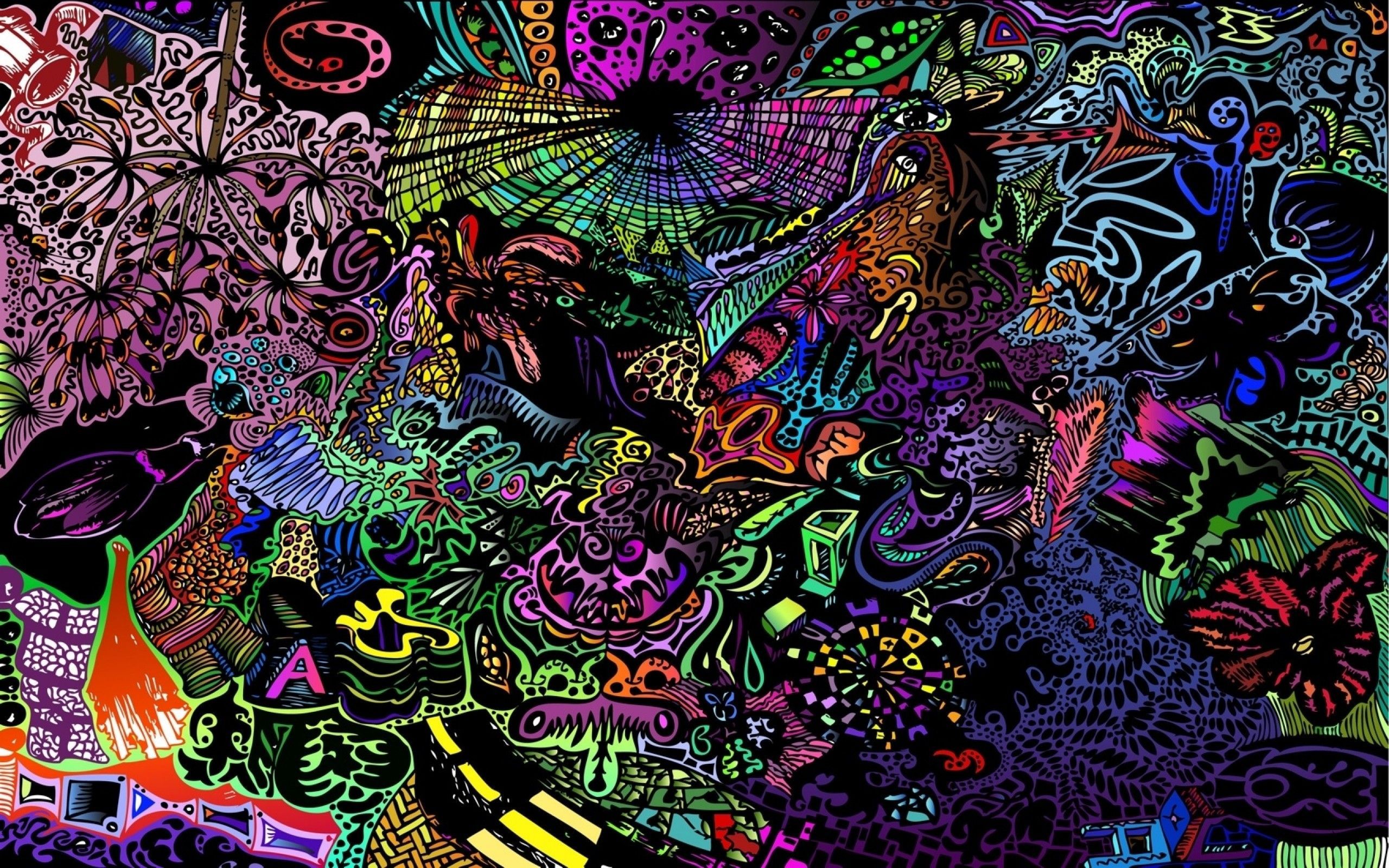 Doodle psichedelico colorato astratto, 2560x1600 2K, Laptop