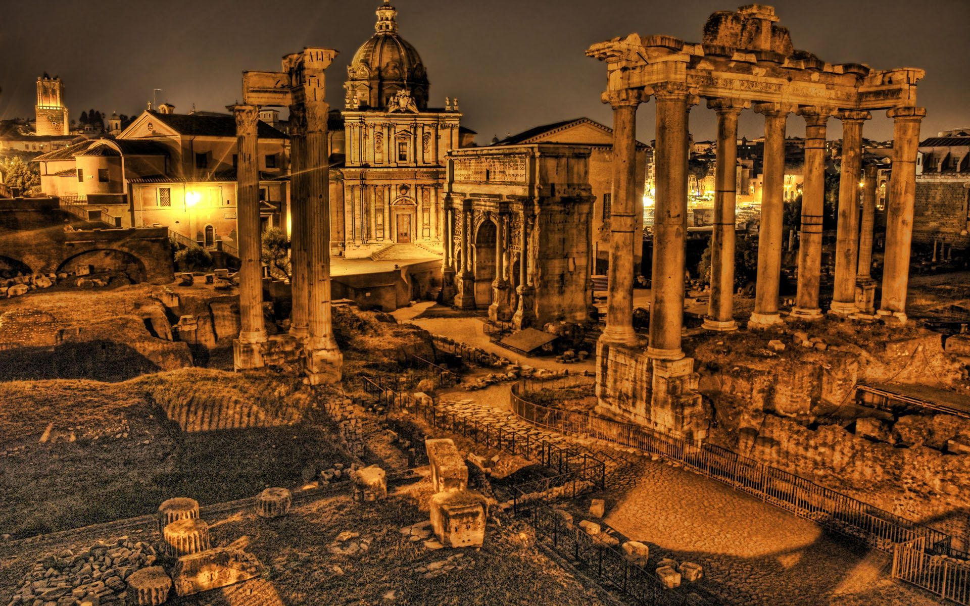 Foro Romano di notte, 1920x1200 WUXGA, Desktop