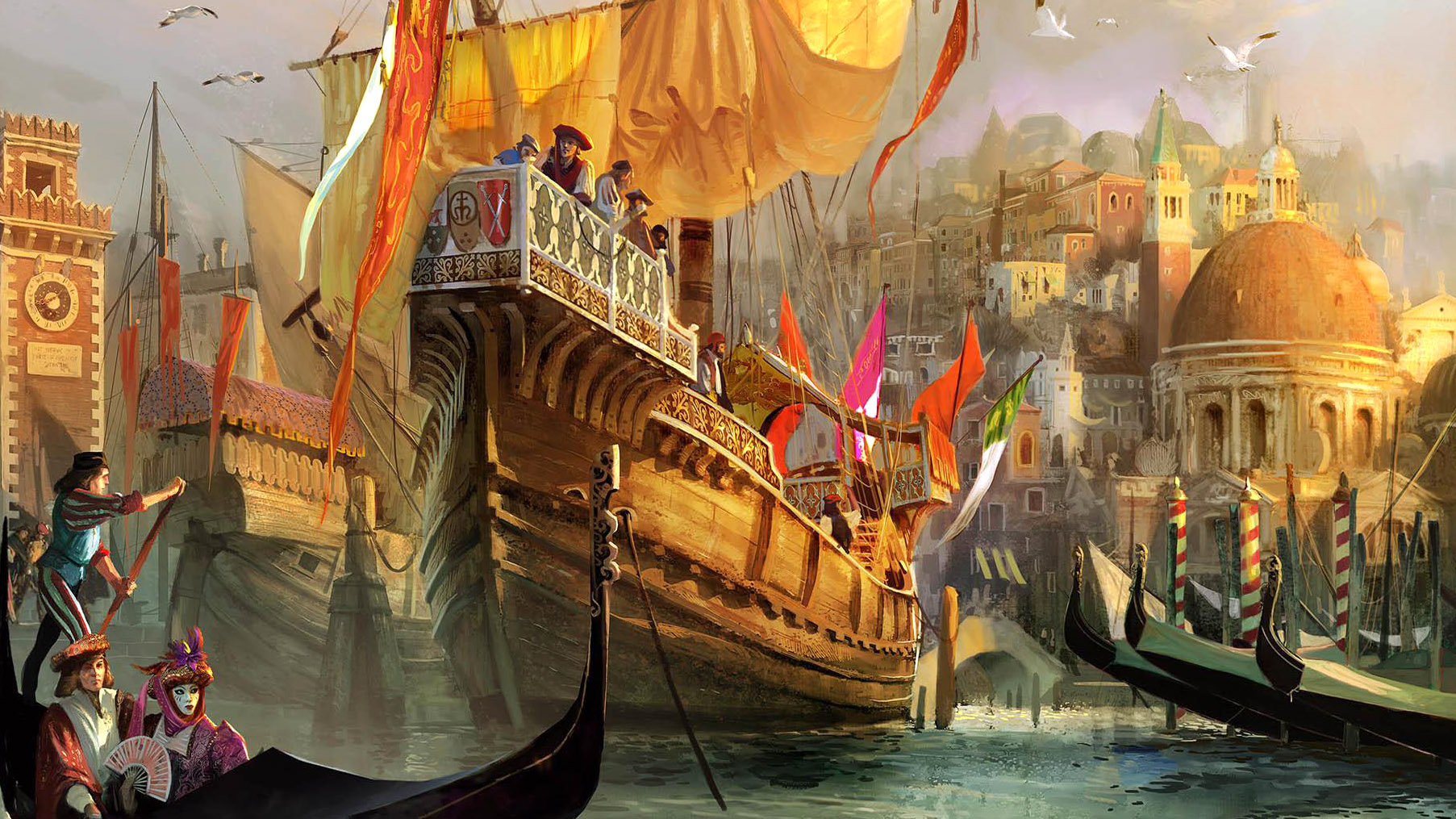 Nave storica veneziana dorata, 1805x1015 HD, Desktop