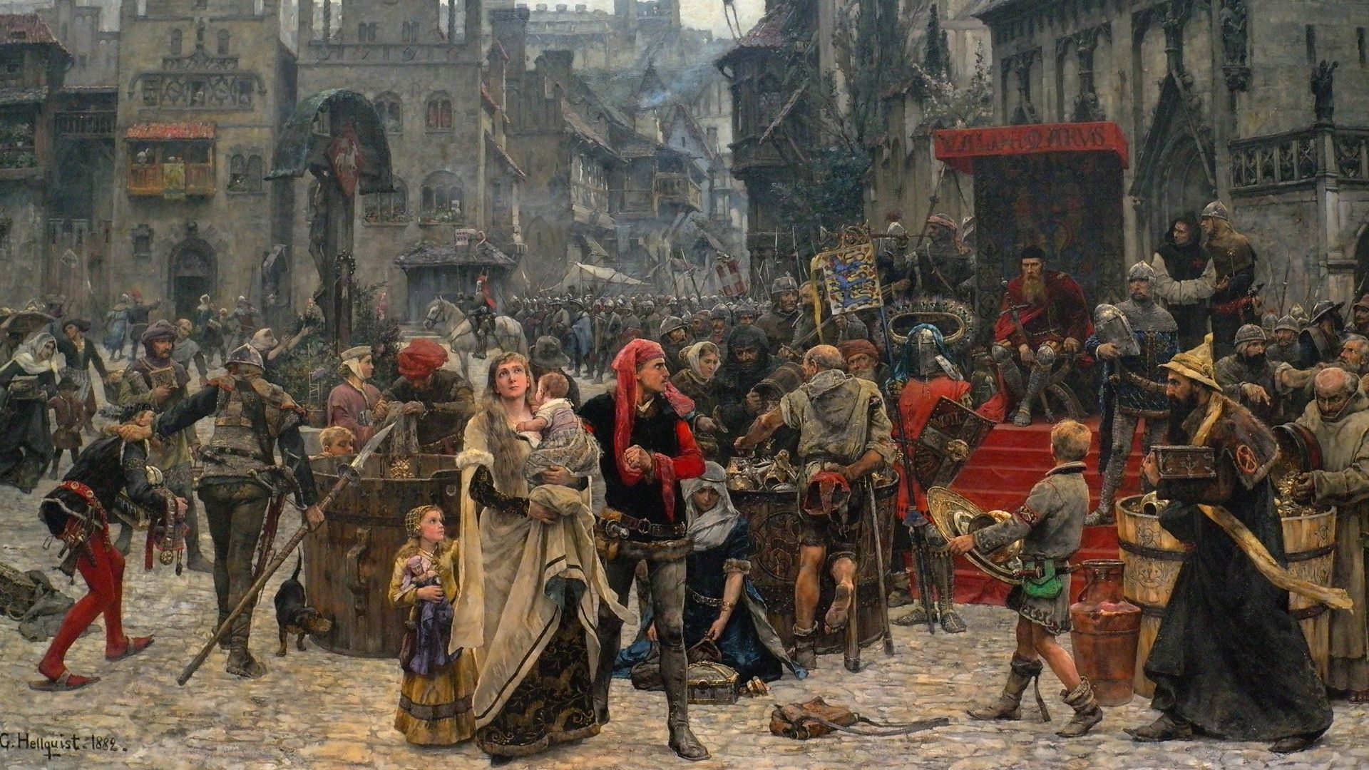 Scena di mercato medievale, 1920x1080 1080p, PC Desktop