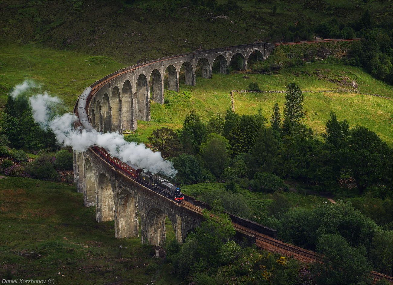 Treno a vapore su viadotto Glenfinnan, 1300x942 720p, PC