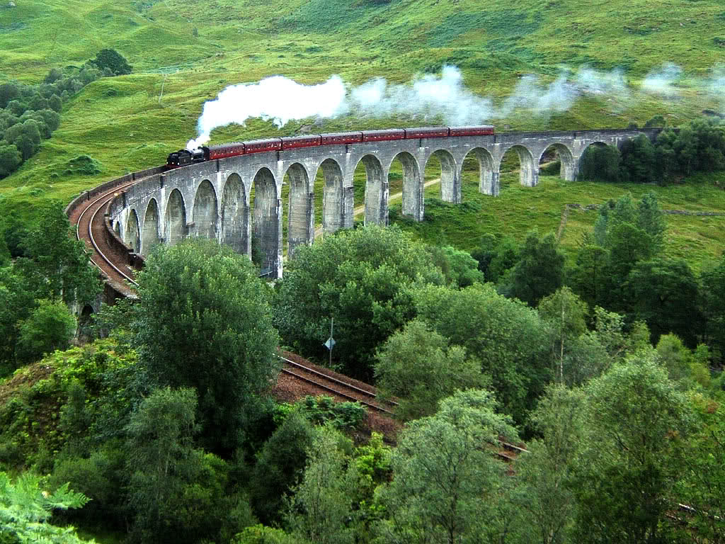 Treno a vapore su viadotto, 1024x768 HD, PC Desktop