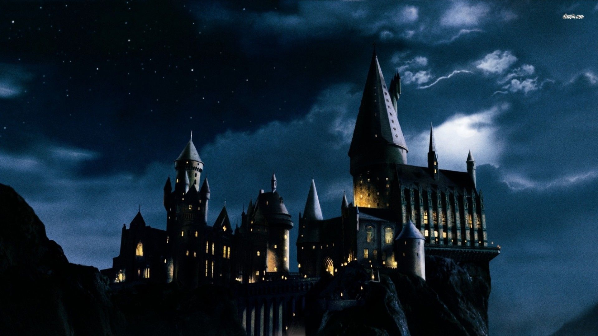 Castello di Hogwarts di notte, 1920x1080 Full HD, Desktop