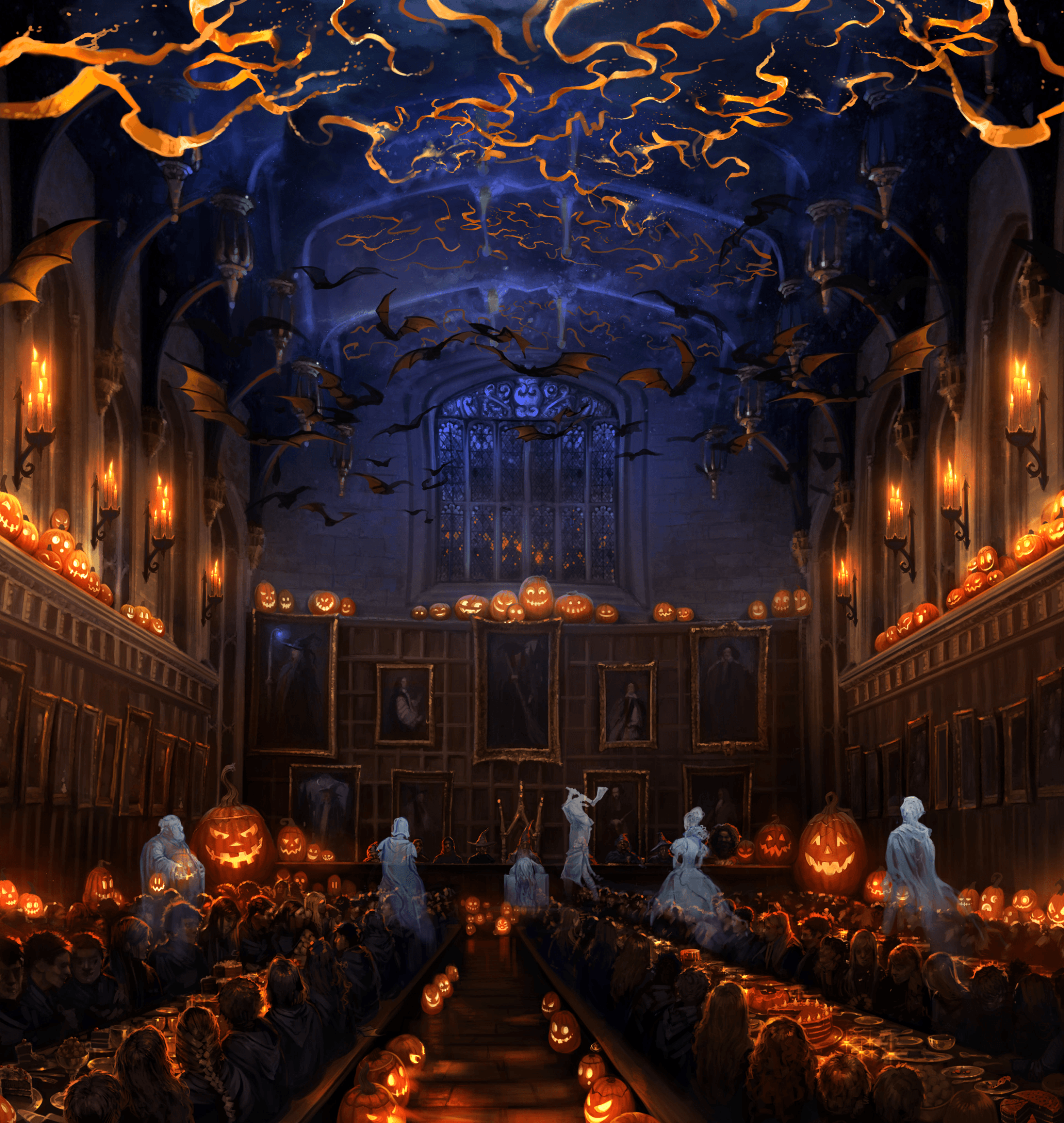 Sala grande Hogwarts Halloween, scuola di magia, 3127x3300 Full HD Verticale, Smartphone