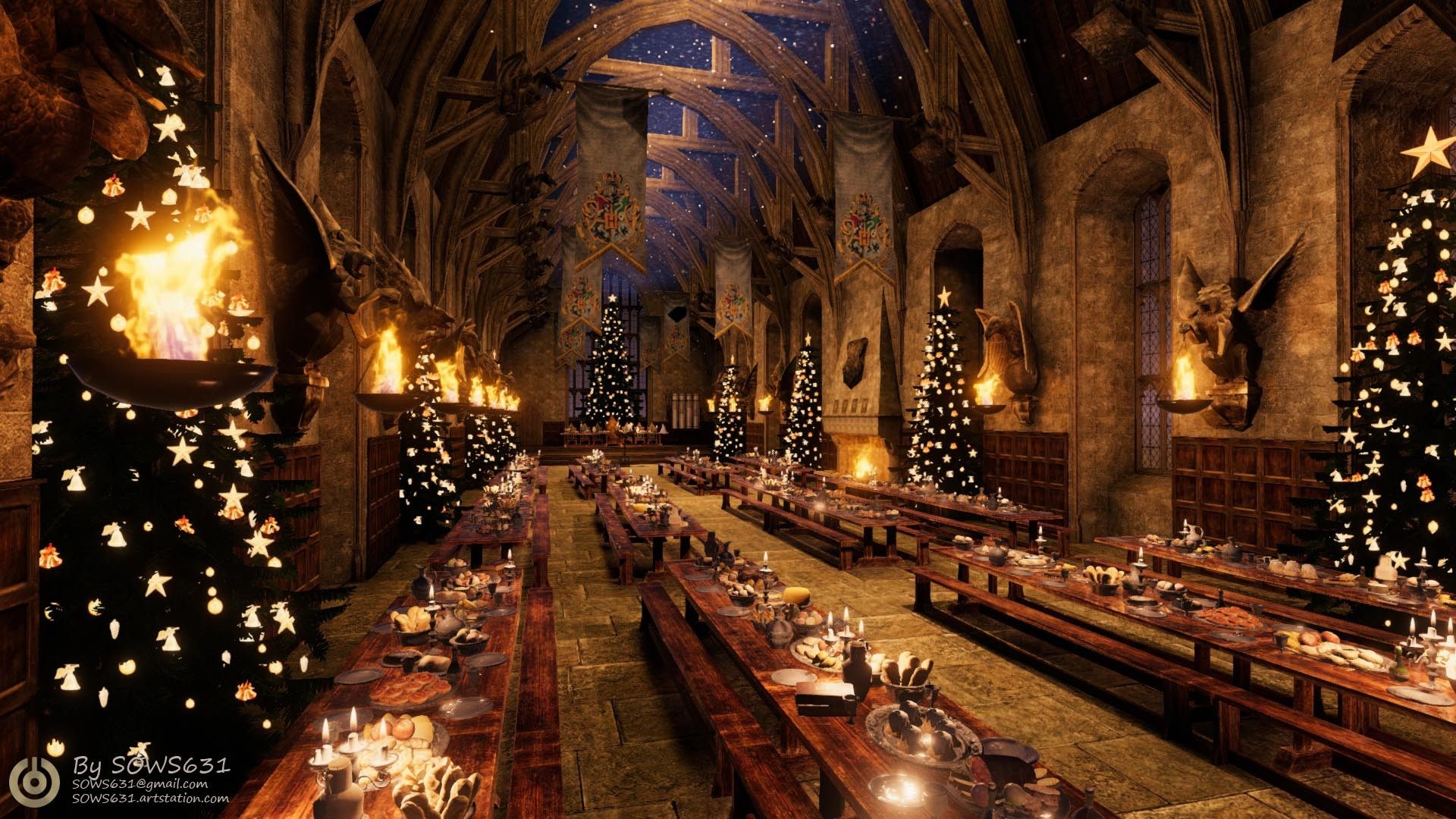 Sala grande Hogwarts Natale, 1920x1080 Full HD 1080p, Desktop