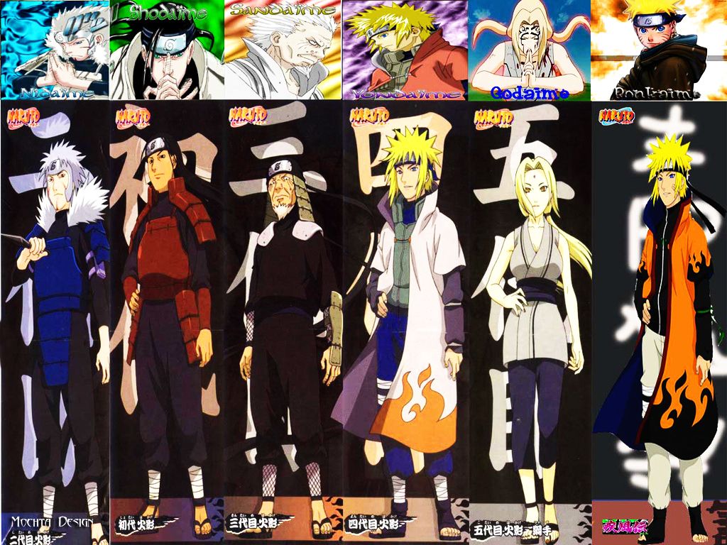 Naruto Hokage personaggi collage, 1024x768 HD, PC