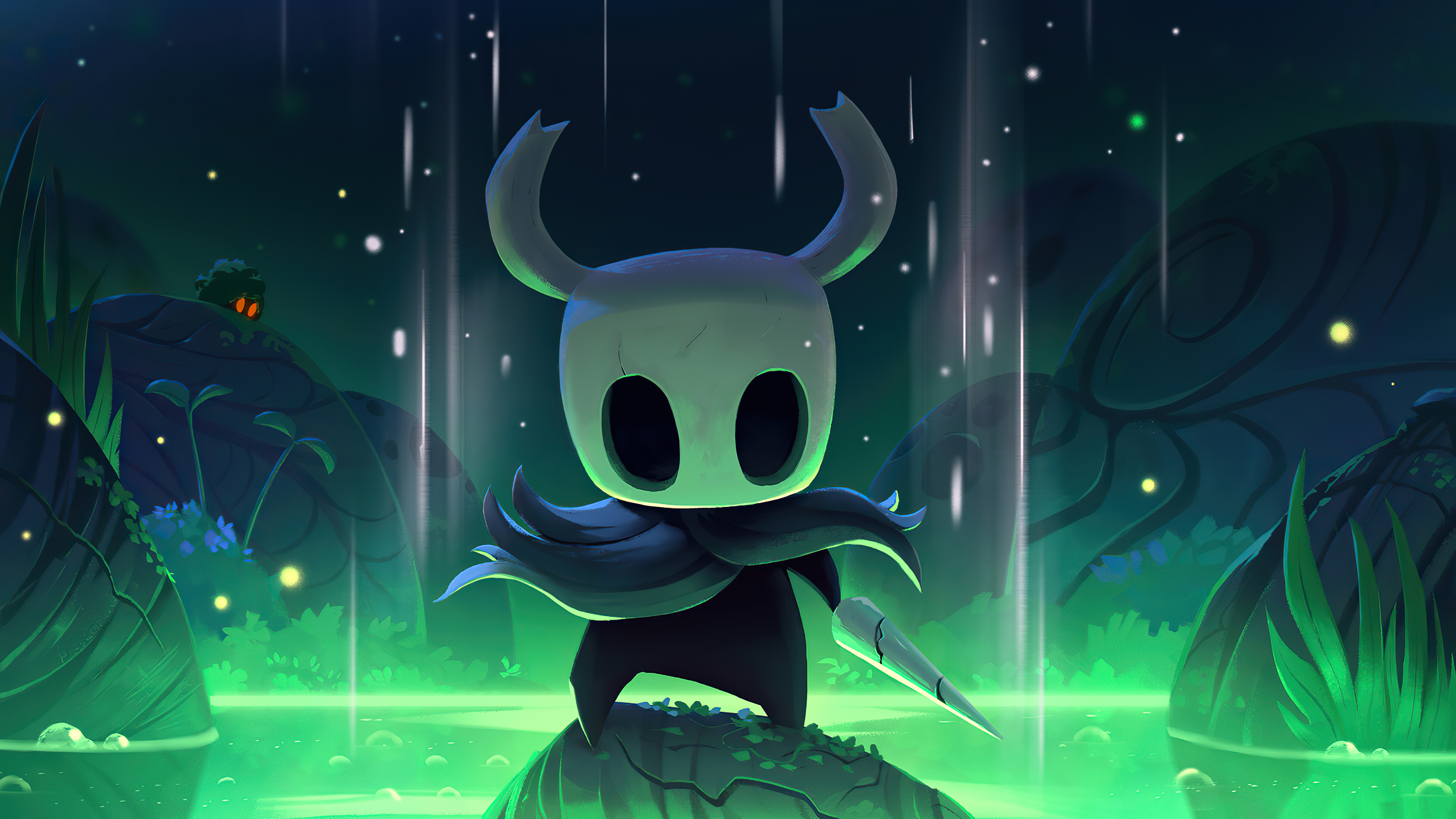 Cavaliere Hollow Knight, foresta verde, 3840x2160 UHD, Monitor 4K