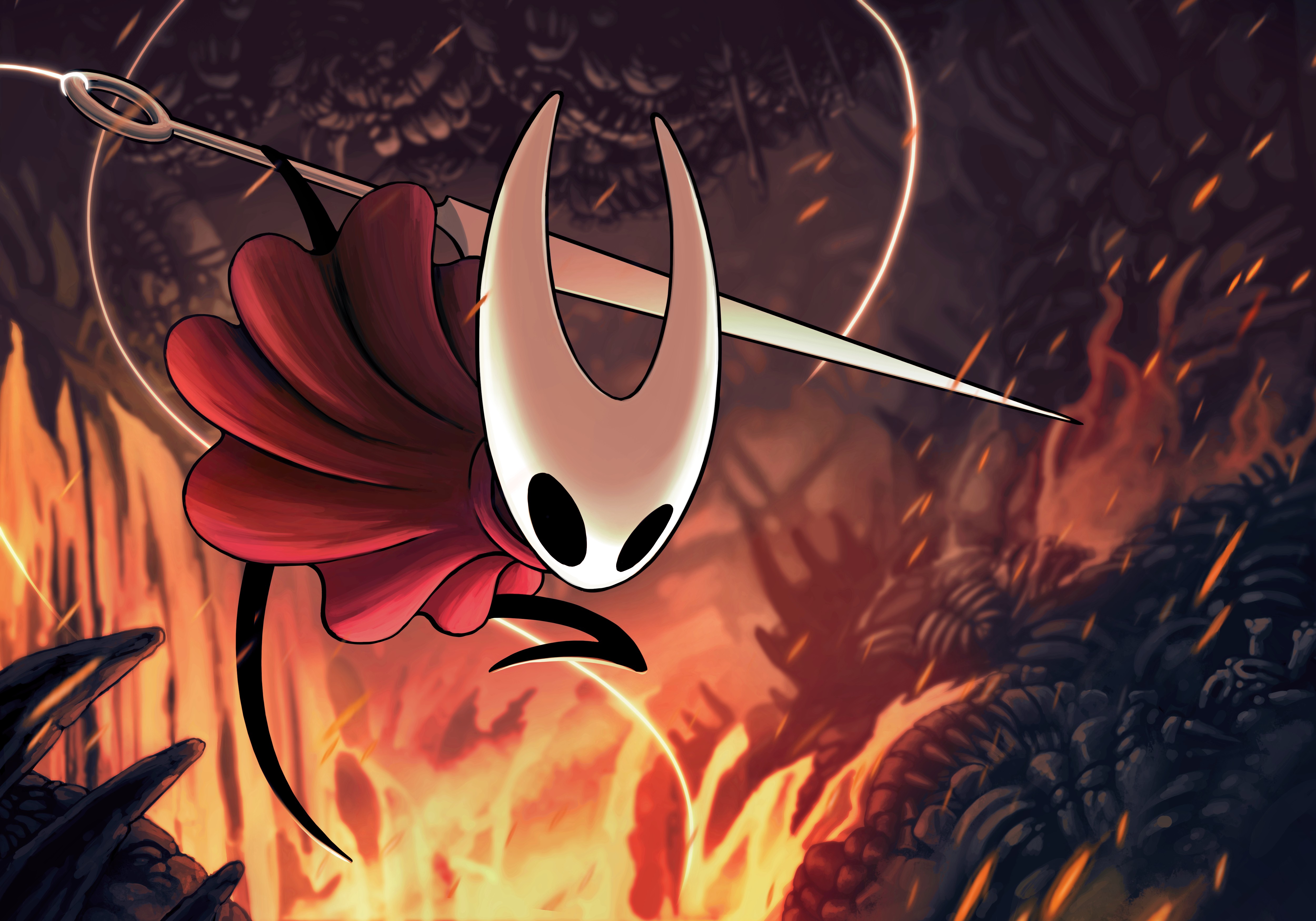 Hornet Hollow Knight fiamme, 5000x3500 Ultra HD, 4K TV