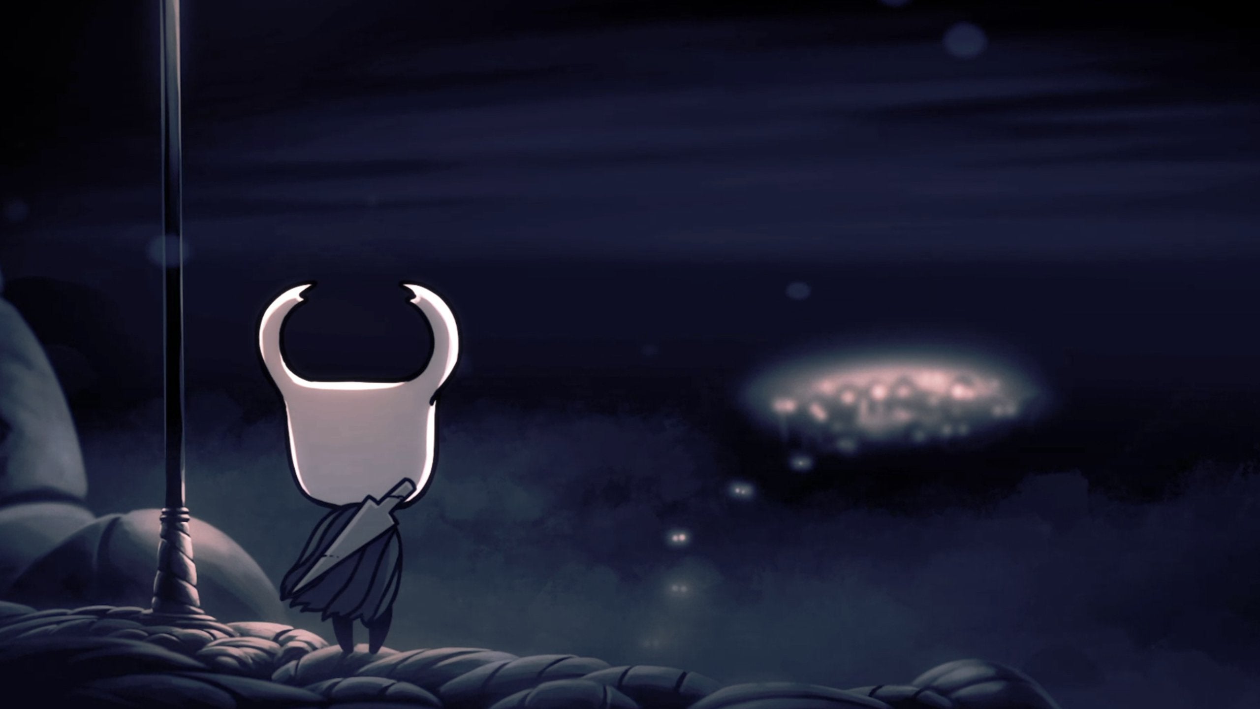 Cavaliere Hollow Knight scogliera notte, 2560x1440 1440p, Desktop