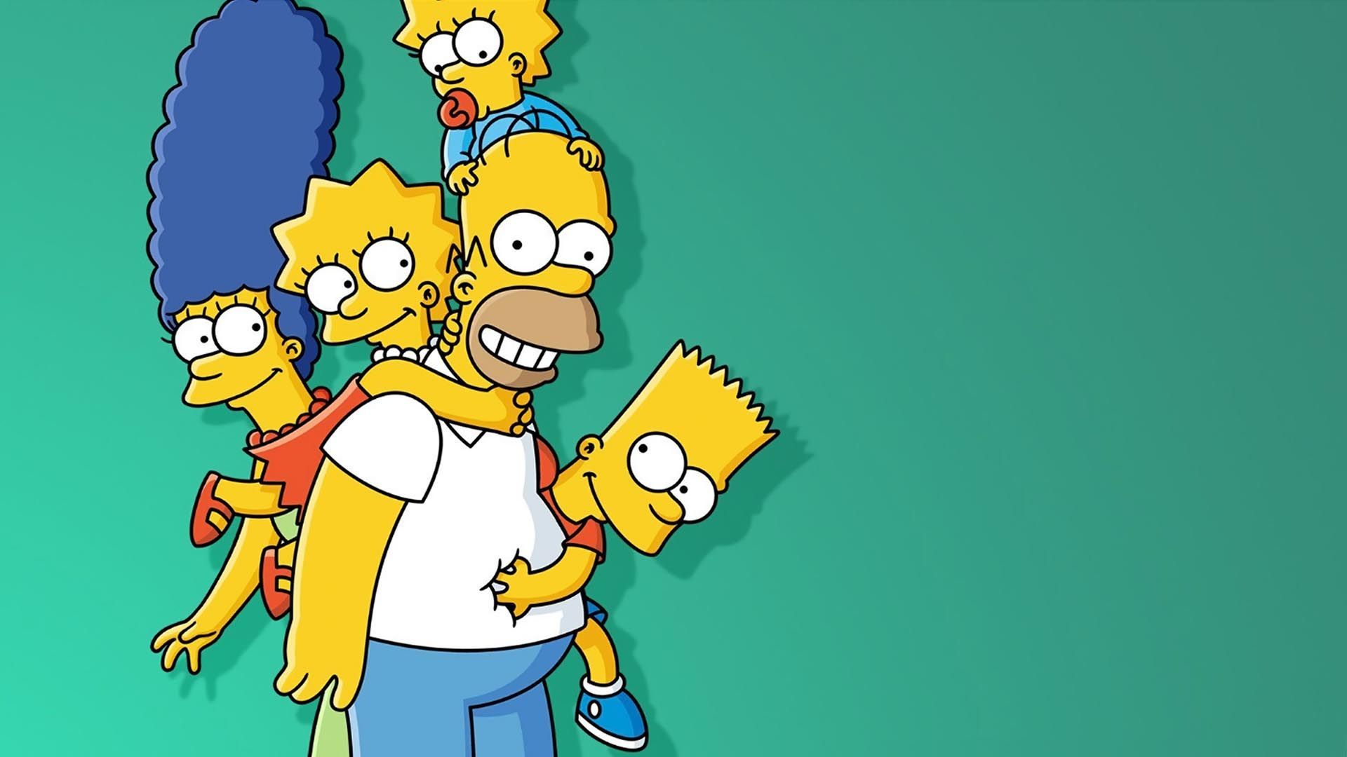 Famiglia Simpson sfondo verde, 1920x1080 Full HD, HP Laptop