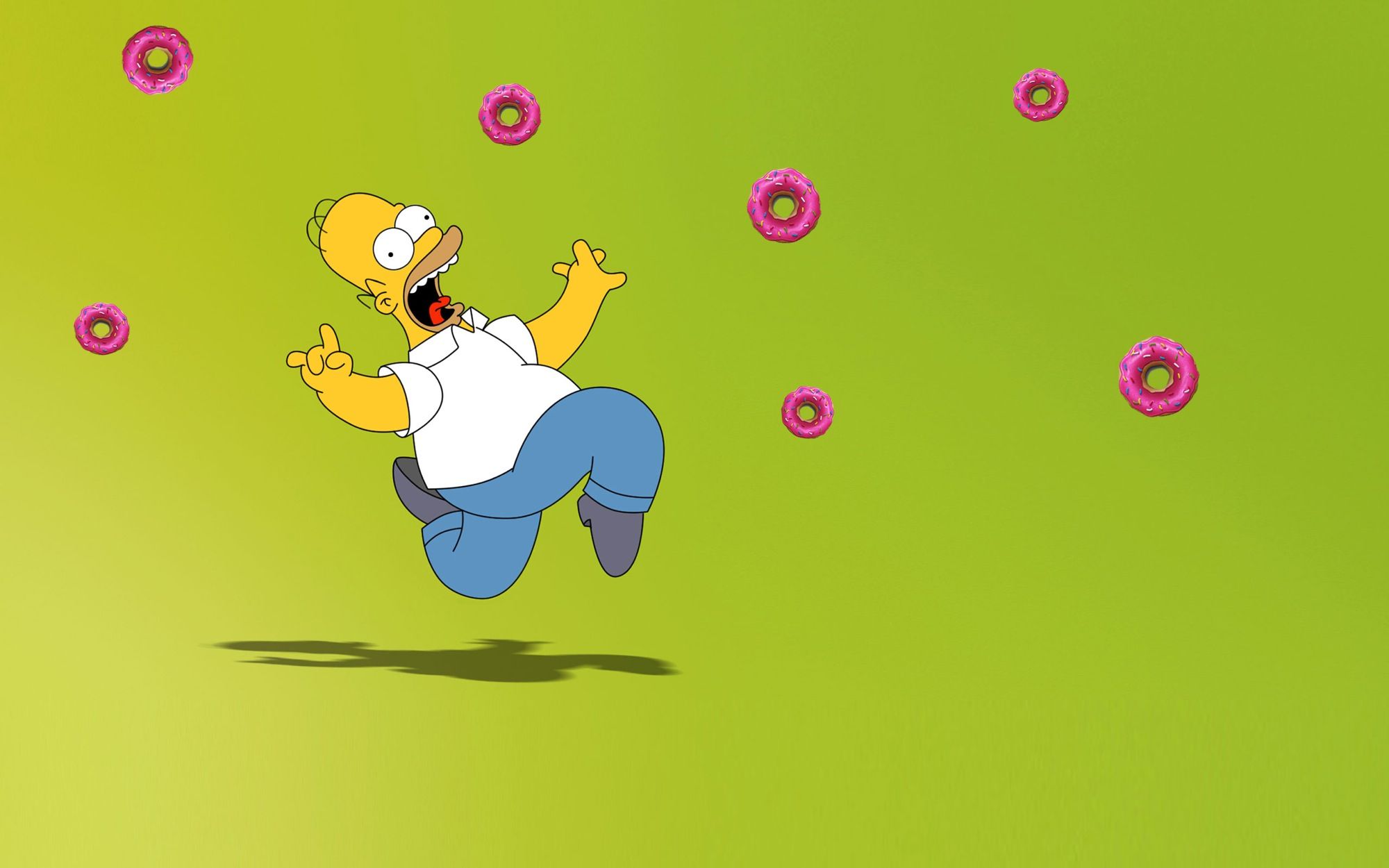 Homer Simpson con ciambelle rosa, 2000x1250 alta risoluzione, Laptop