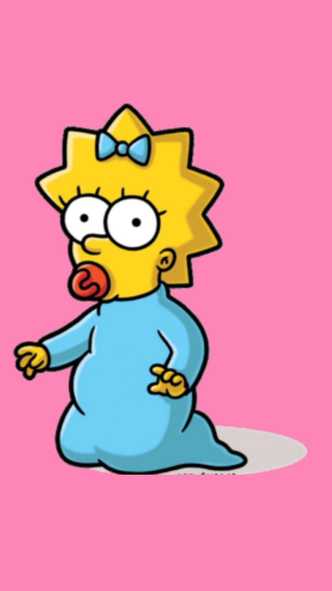 Maggie Simpson sfondo rosa, 1080x1920 Full HD Verticale, iPhone