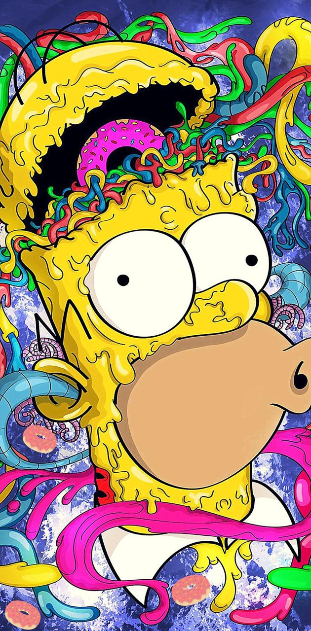 Homer Simpson psichedelico colorato, 630x1280 Verticale, Telefono