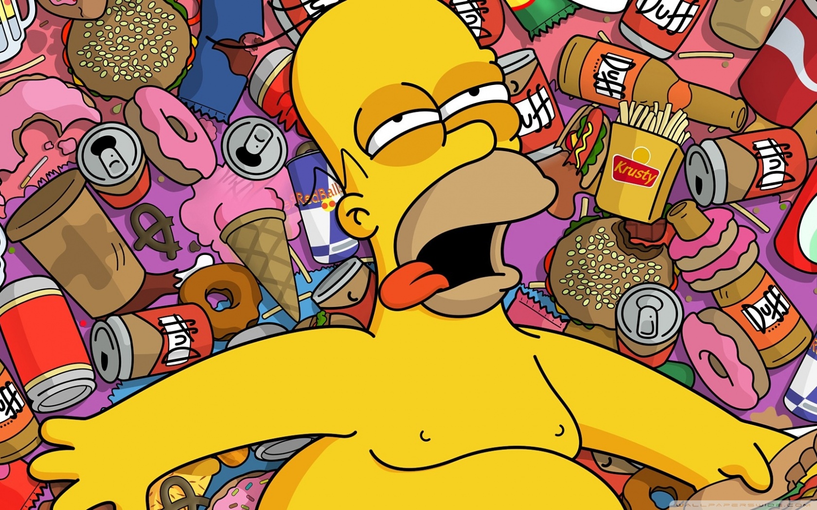 Homer Simpson circondato da cibo, 1680x1050 900p, Desktop