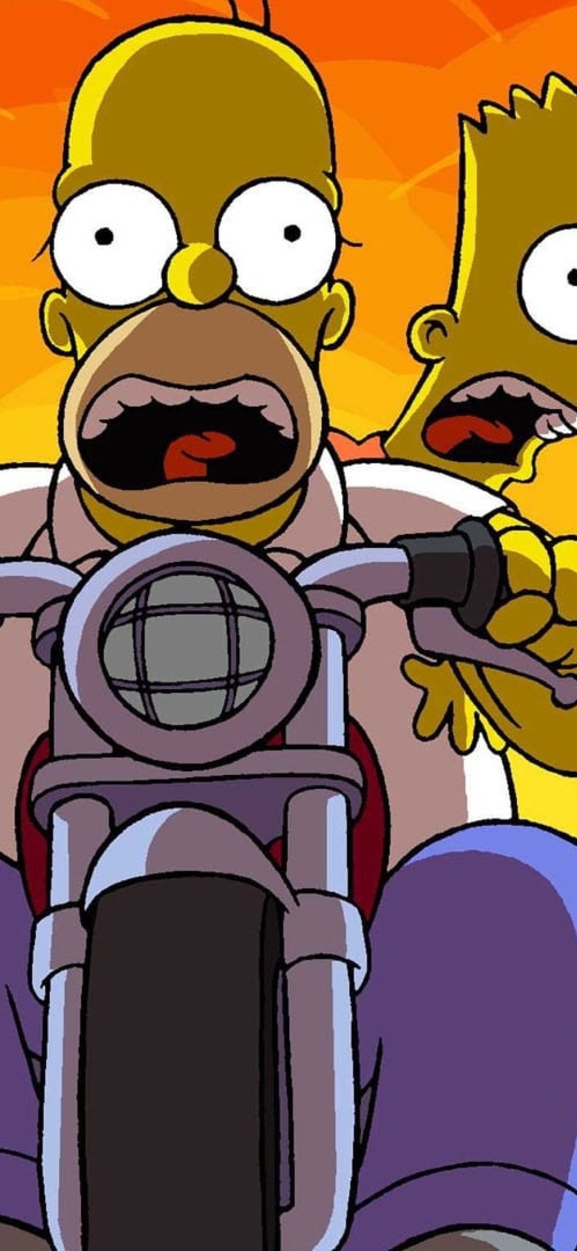 Homer e Bart Simpson in moto, 1125x2436 Verticale, Mobile