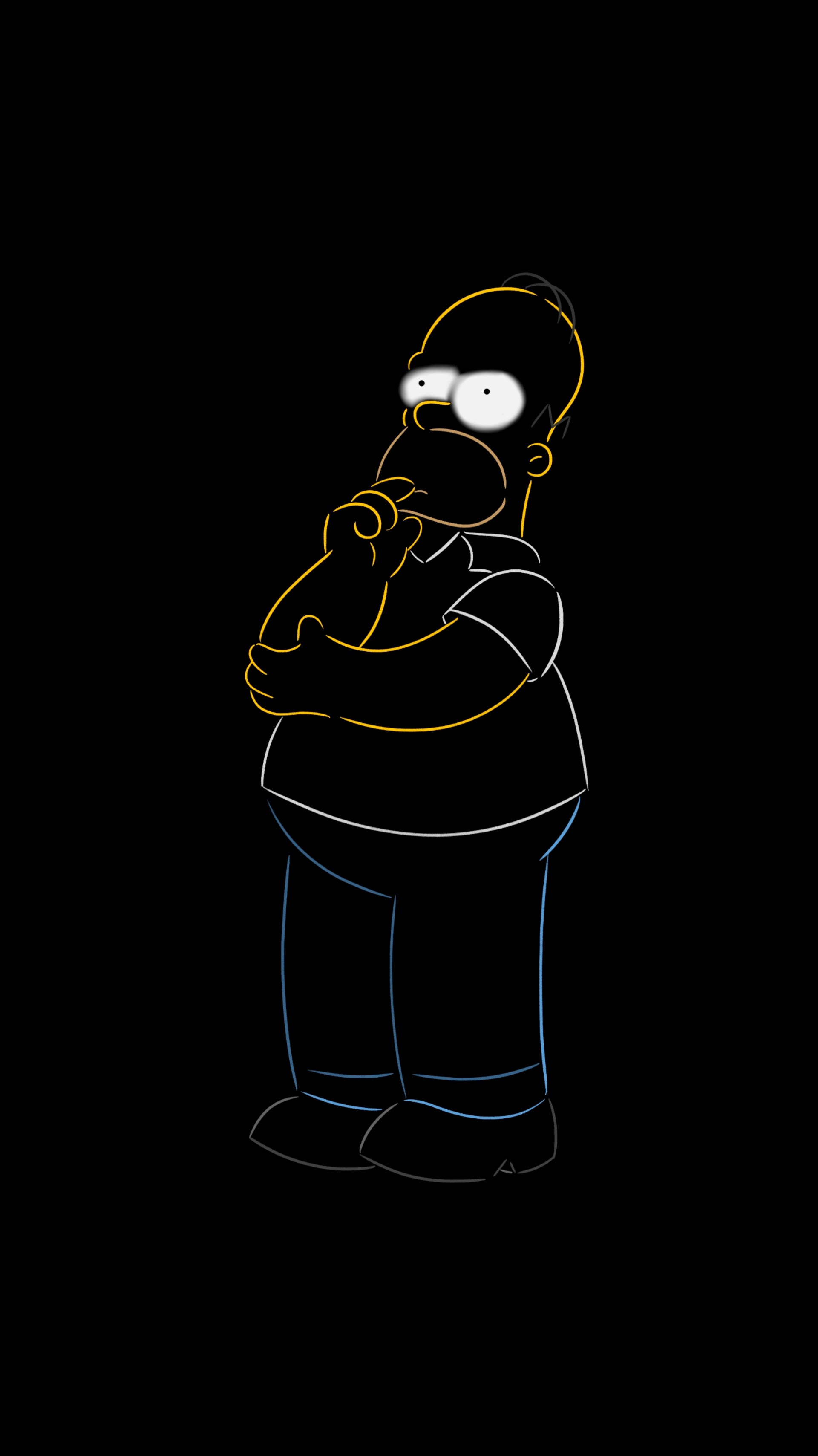 Homer Simpson contorno minimalista, 1920x3416 Full HD Verticale, Smartphone