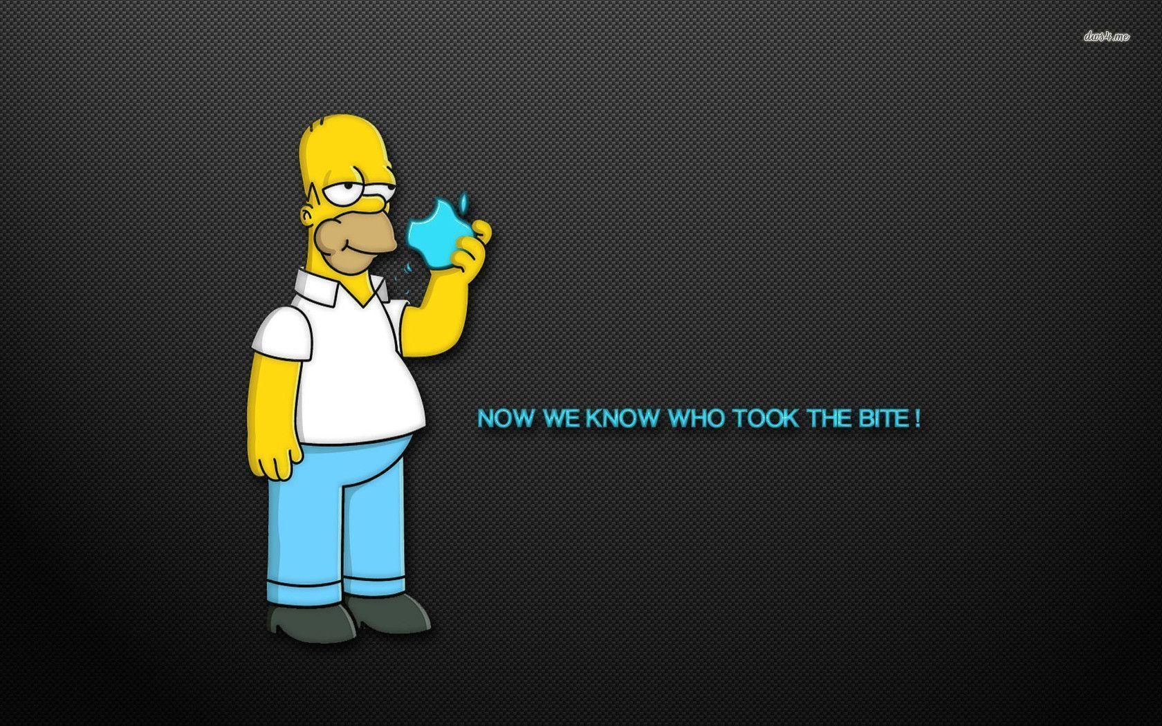 Homer Simpson con mela Apple, azienda tech, 1680x1050 HD Ready, Desktop