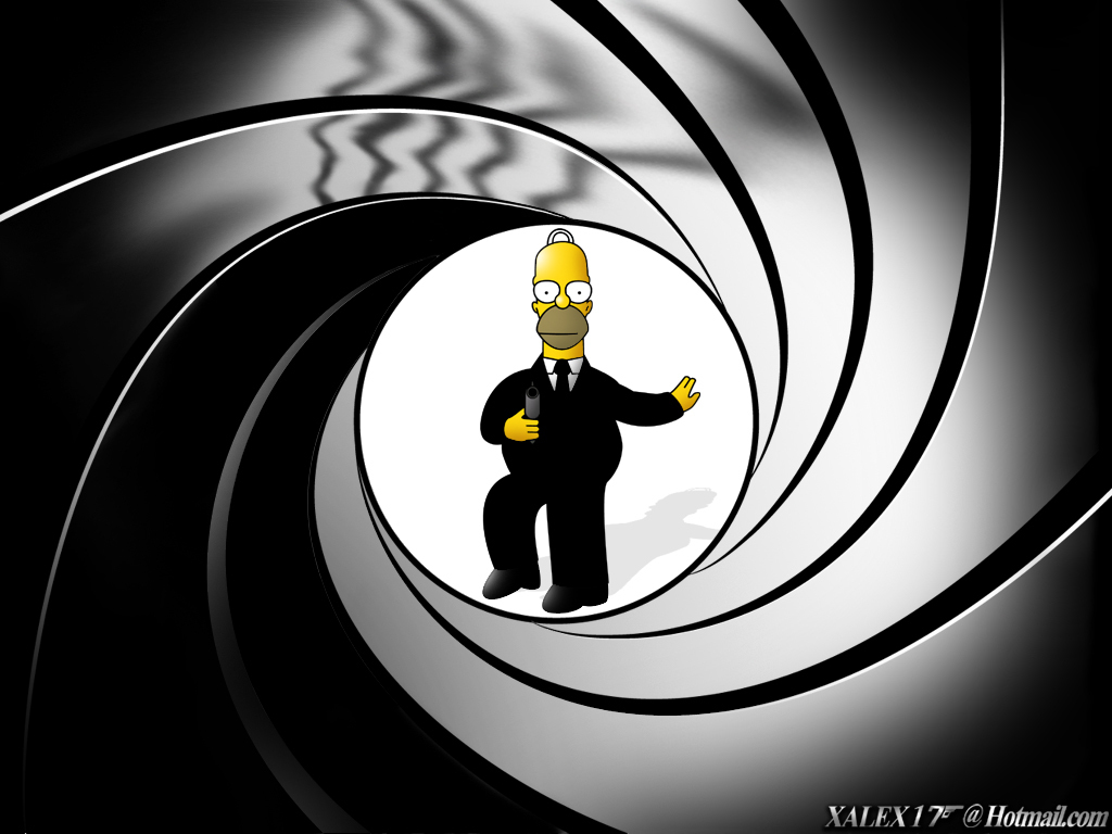 Homer Simpson stile James Bond, 1024x768 HD, PC Desktop