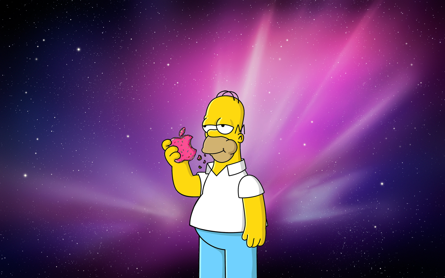 Homer Simpson con mela Apple, azienda tech, 1500x938 HD, Desktop