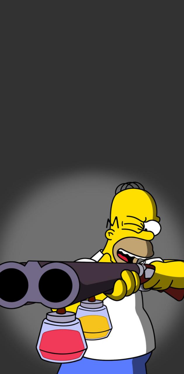 Homer Simpson con fucile, 630x1280 Full HD Verticale, Smartphone