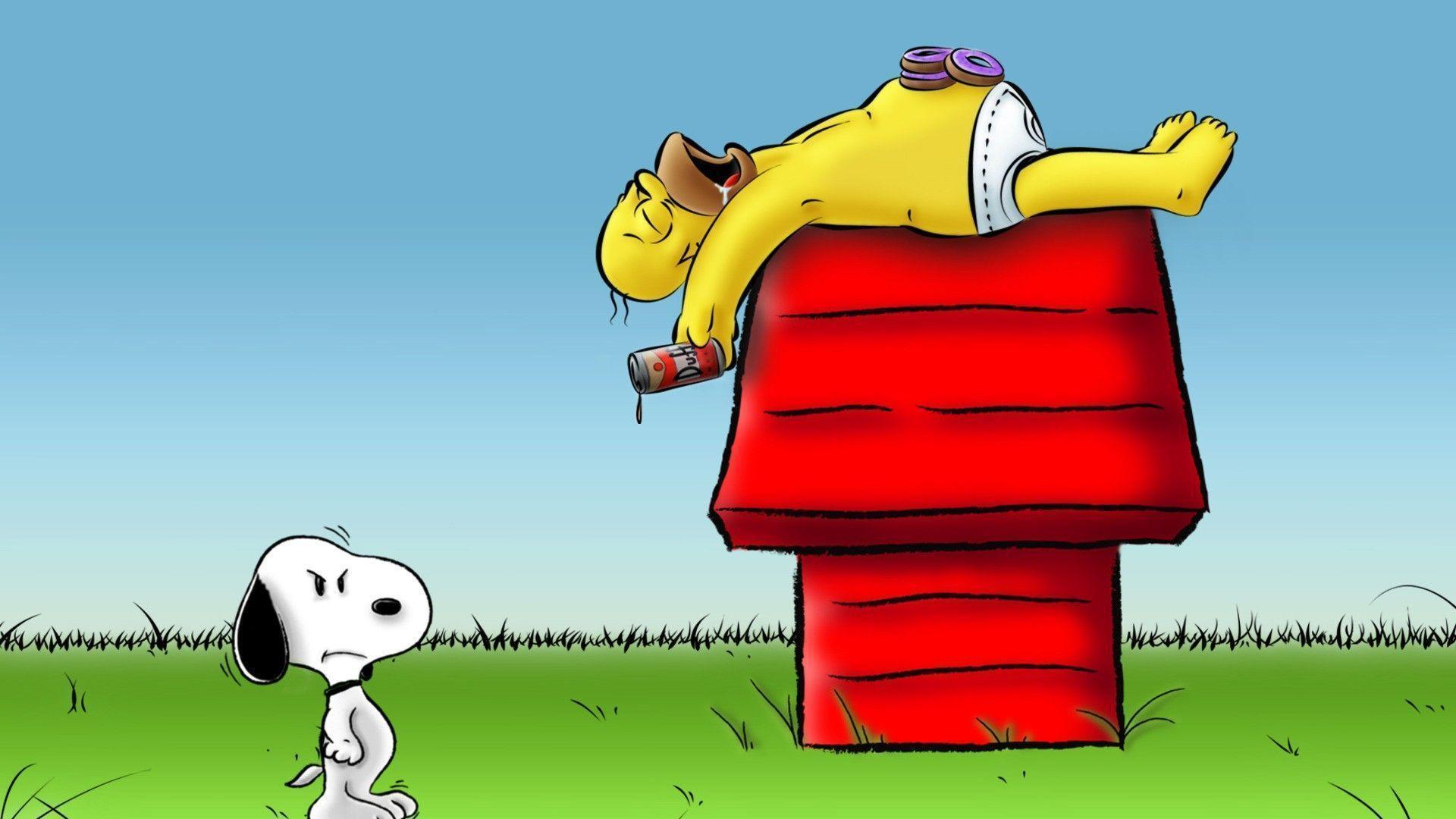 Homer Simpson su cuccia Snoopy, 1920x1080 1080p, Desktop