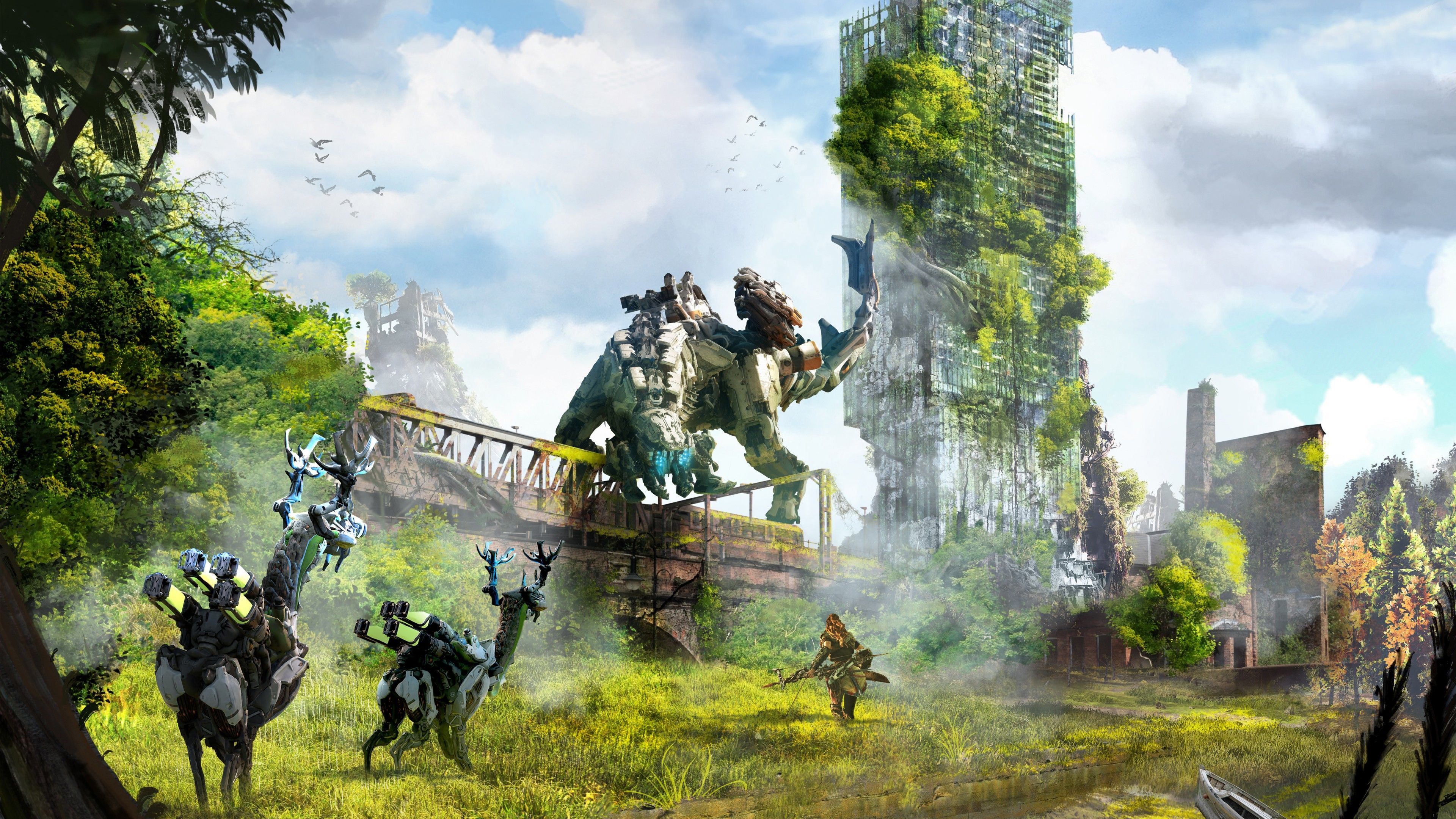 Horizon Zero Dawn macchine robotiche rovine, 3840x2160 4K, Desktop 4K