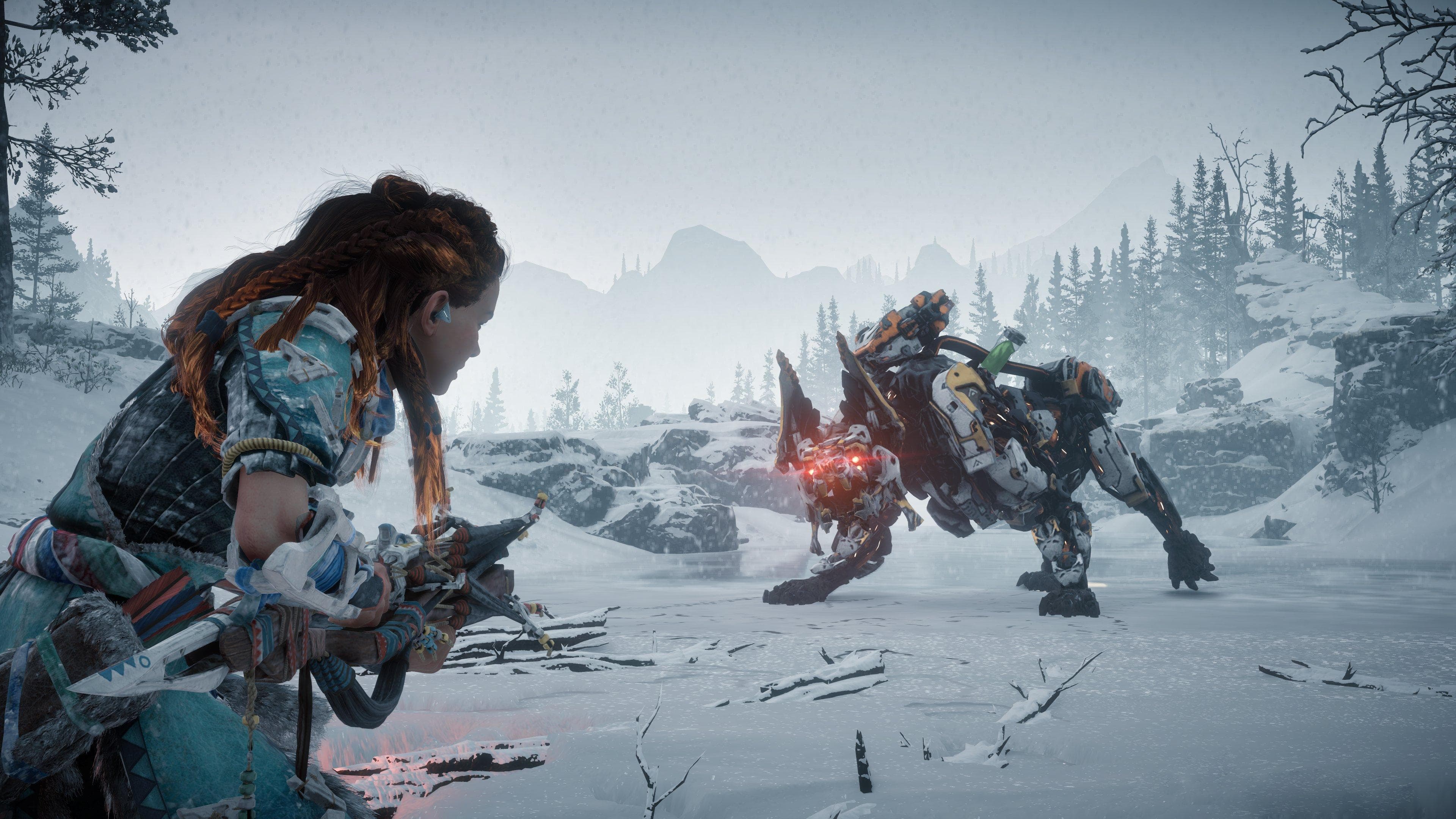 Aloy affronta macchina Horizon Zero Dawn, 3840x2160 UHD, PC 4K