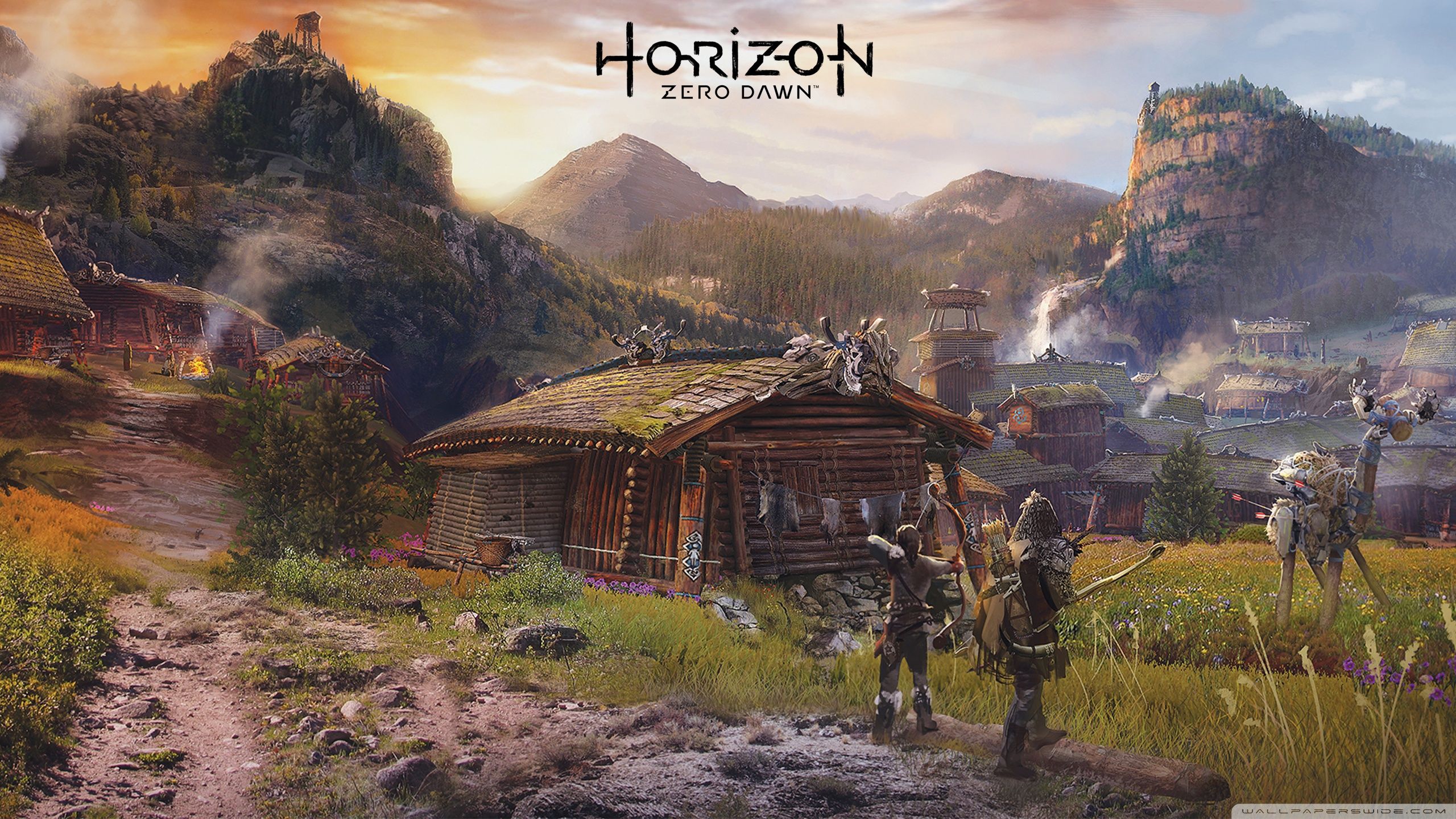 Horizon Zero Dawn villaggio robot, 2560x1440 2K, Desktop