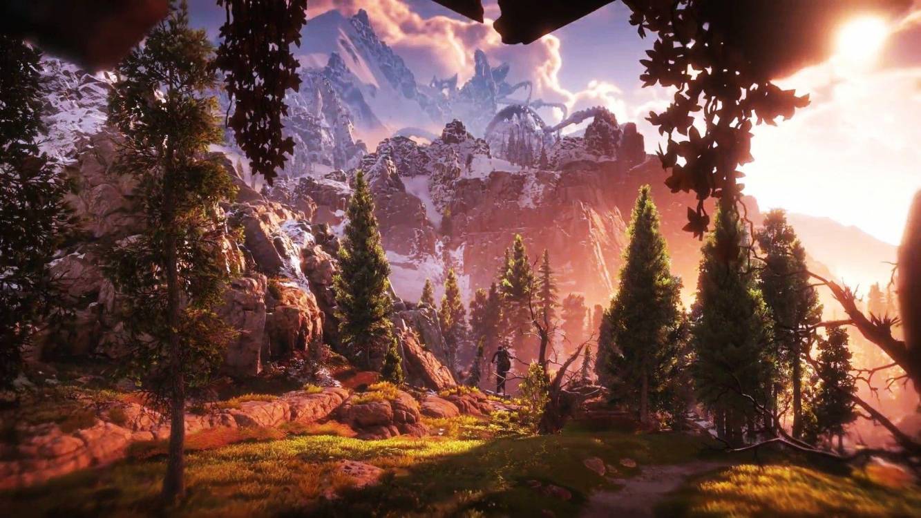 Horizon Zero Dawn paesaggio montano, 1333x750 HD, Desktop