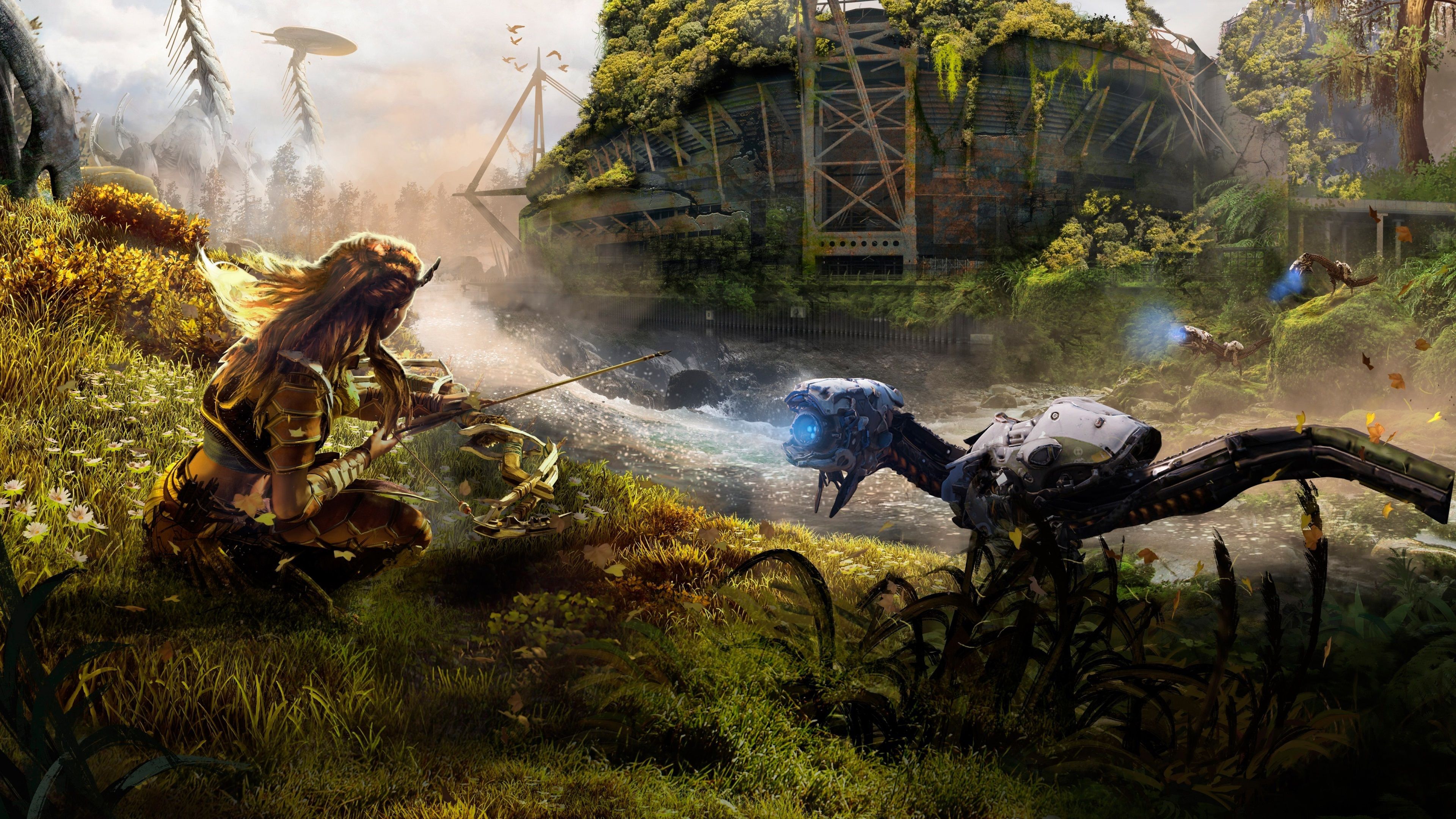 Cacciatrice contro macchina Horizon Zero Dawn, 3840x2160 4K, Desktop 4K