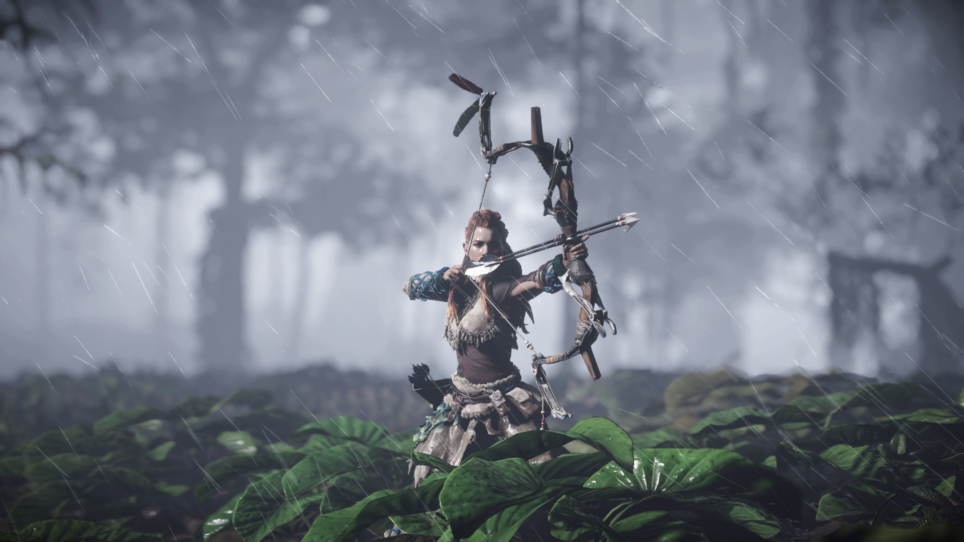 Aloy con arco nella foresta, Horizon Zero Dawn, 3840x2160 Ultra HD, 4K TV