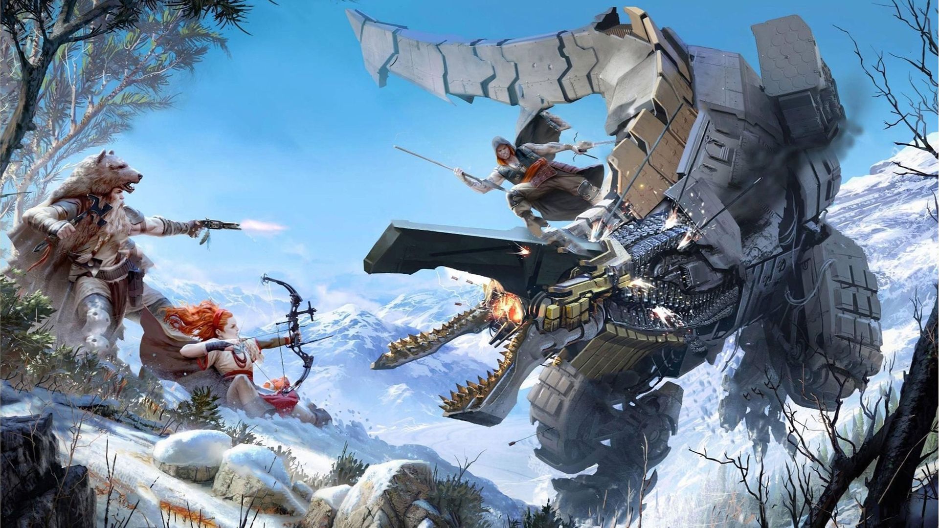 Aloy combatte macchina Horizon Zero Dawn, 1920x1080 1080p, Desktop