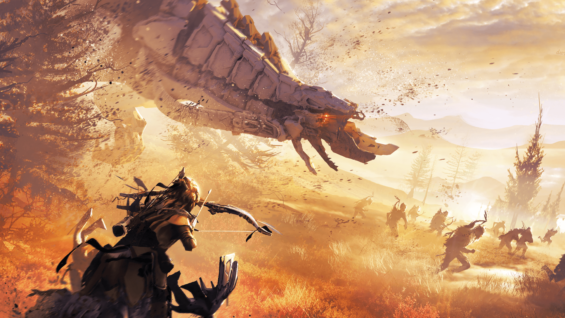 Aloy contro Thunderjaw battaglia, 1920x1080 Full HD 1080p, PC