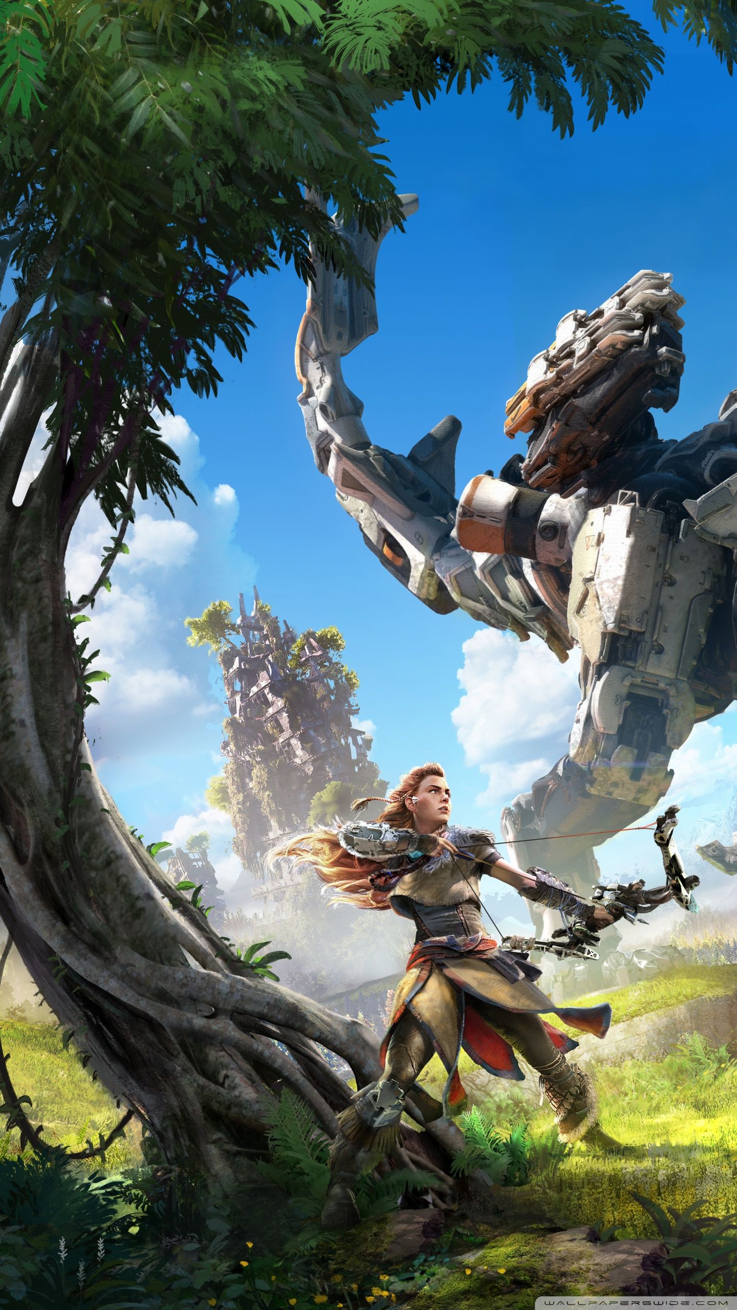 Aloy con arco e macchina Horizon, 1440x2560 Full HD Verticale, Smartphone