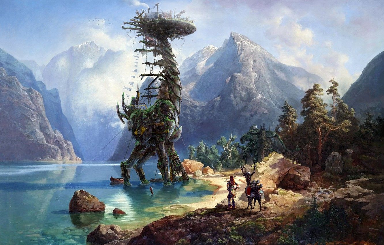 Horizon Zero Dawn macchina gigante, 1332x850 HD, Desktop