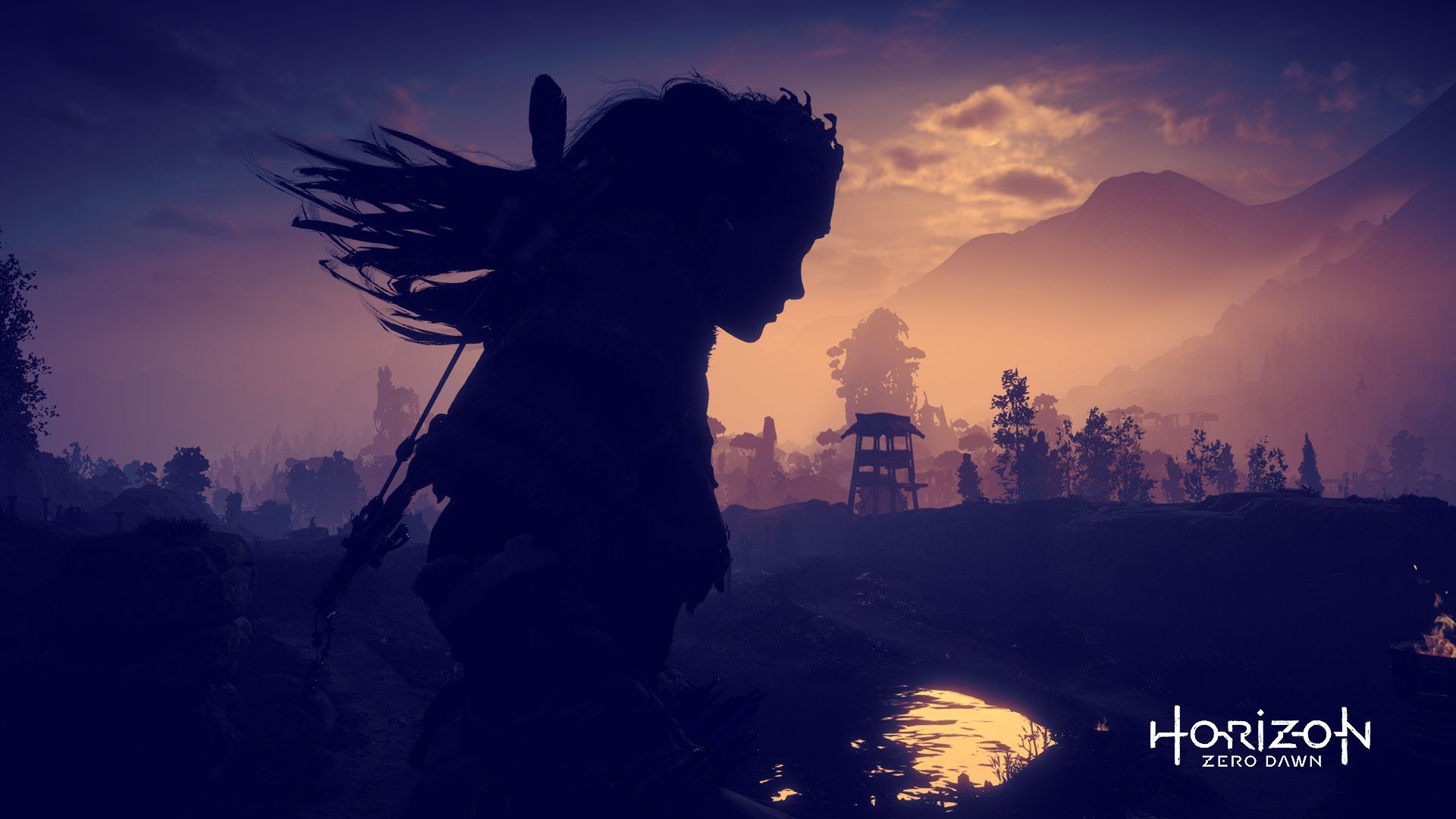 Aloy silhouette Horizon Zero Dawn, 1920x1080 Full HD, PC