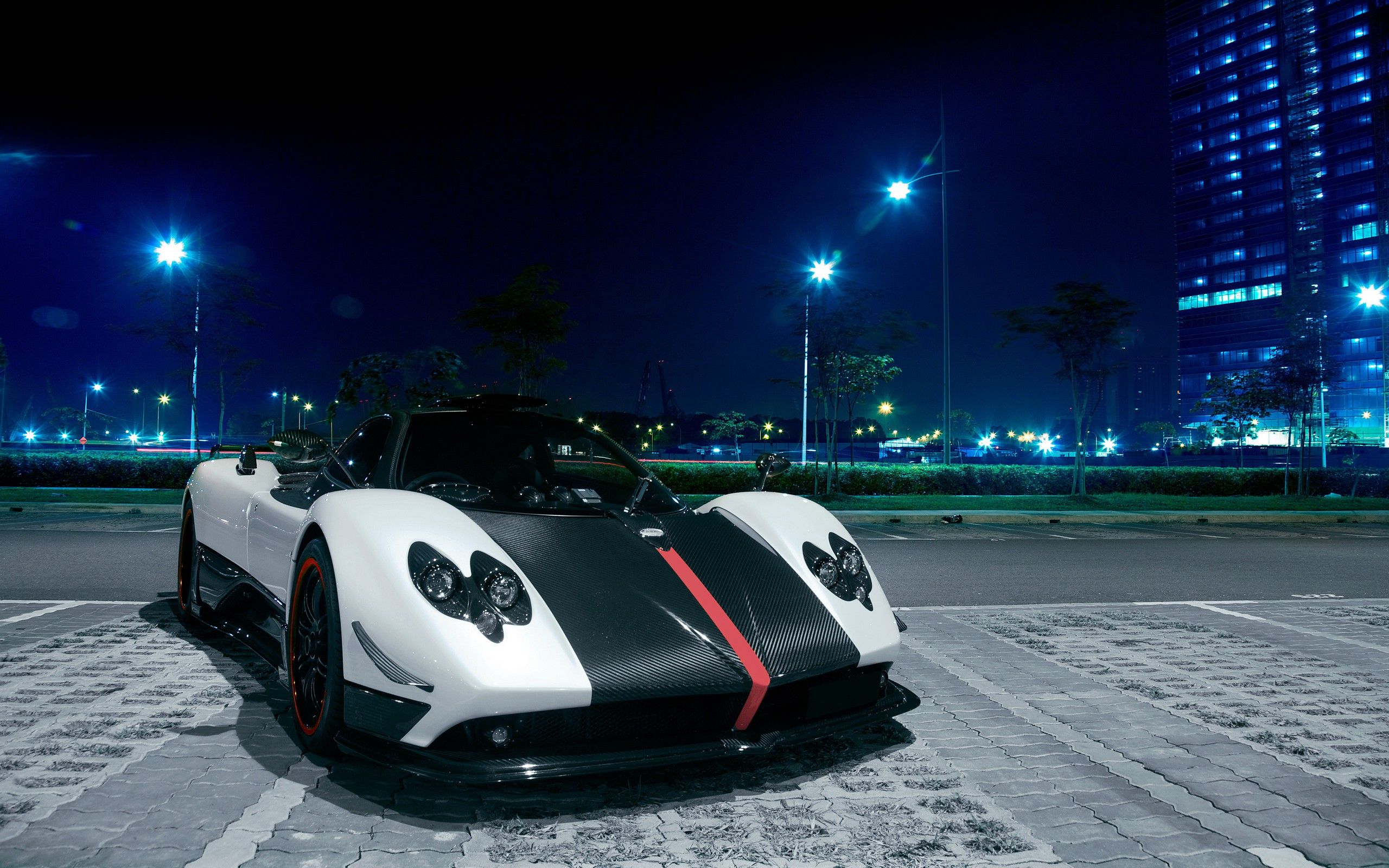 Pagani Zonda bianca e nera notturna, 2560x1600 WQXGA, Desktop