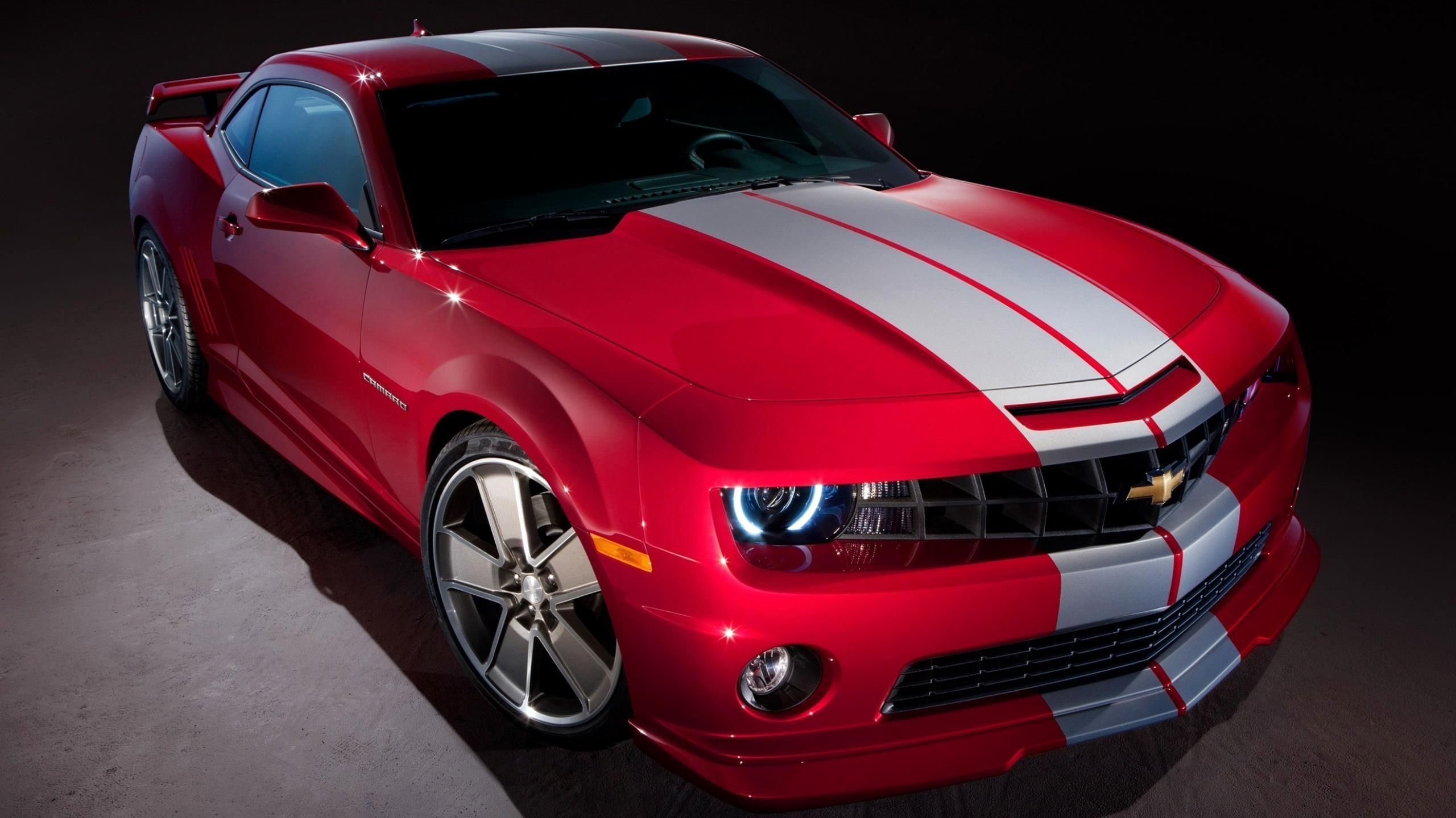 Chevrolet Camaro rossa con strisce, muscle car, 2560x1440 1440p, Desktop